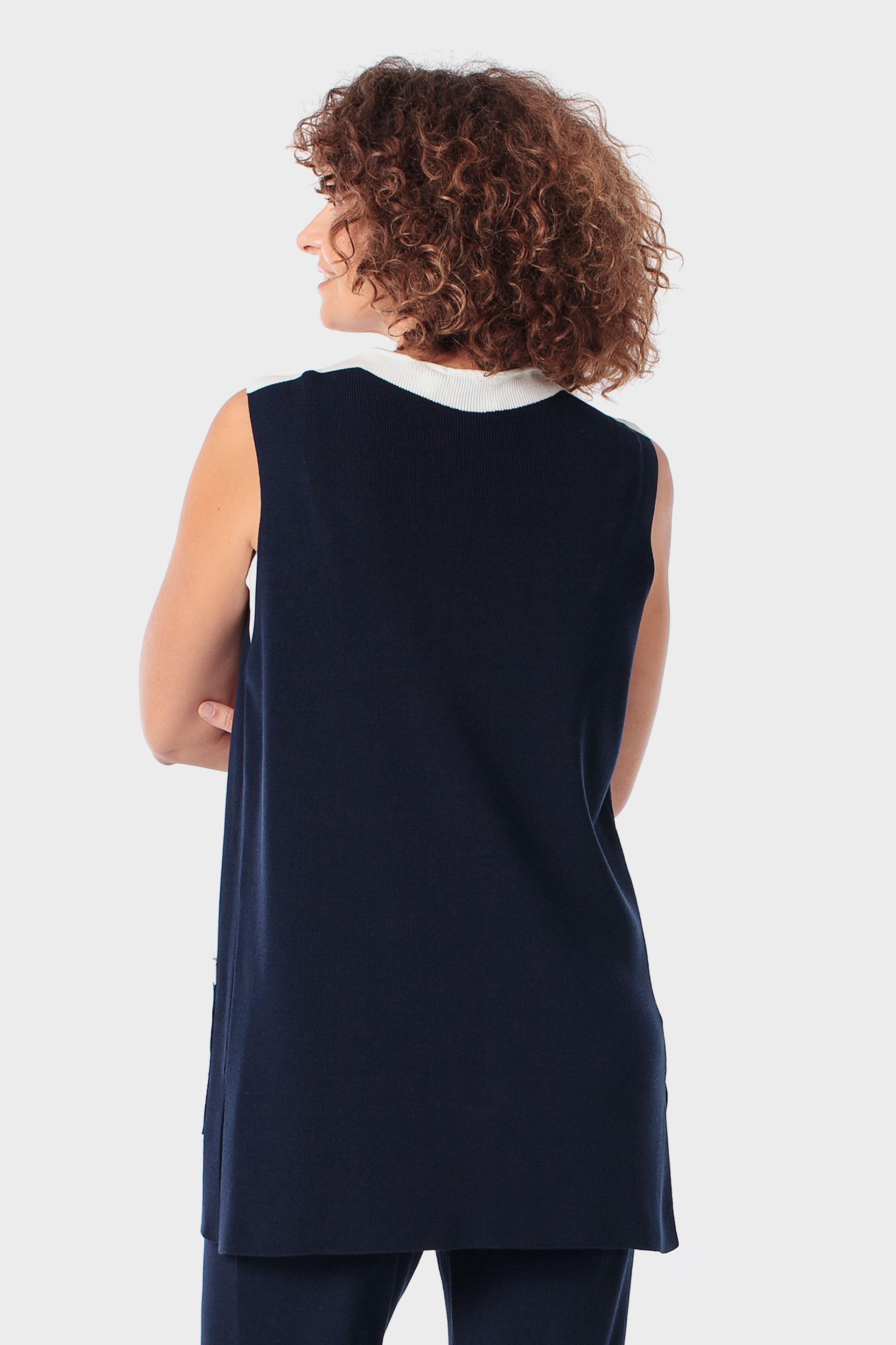 Black Two-Tone Waistcoat, Blue Navy, large image number 2