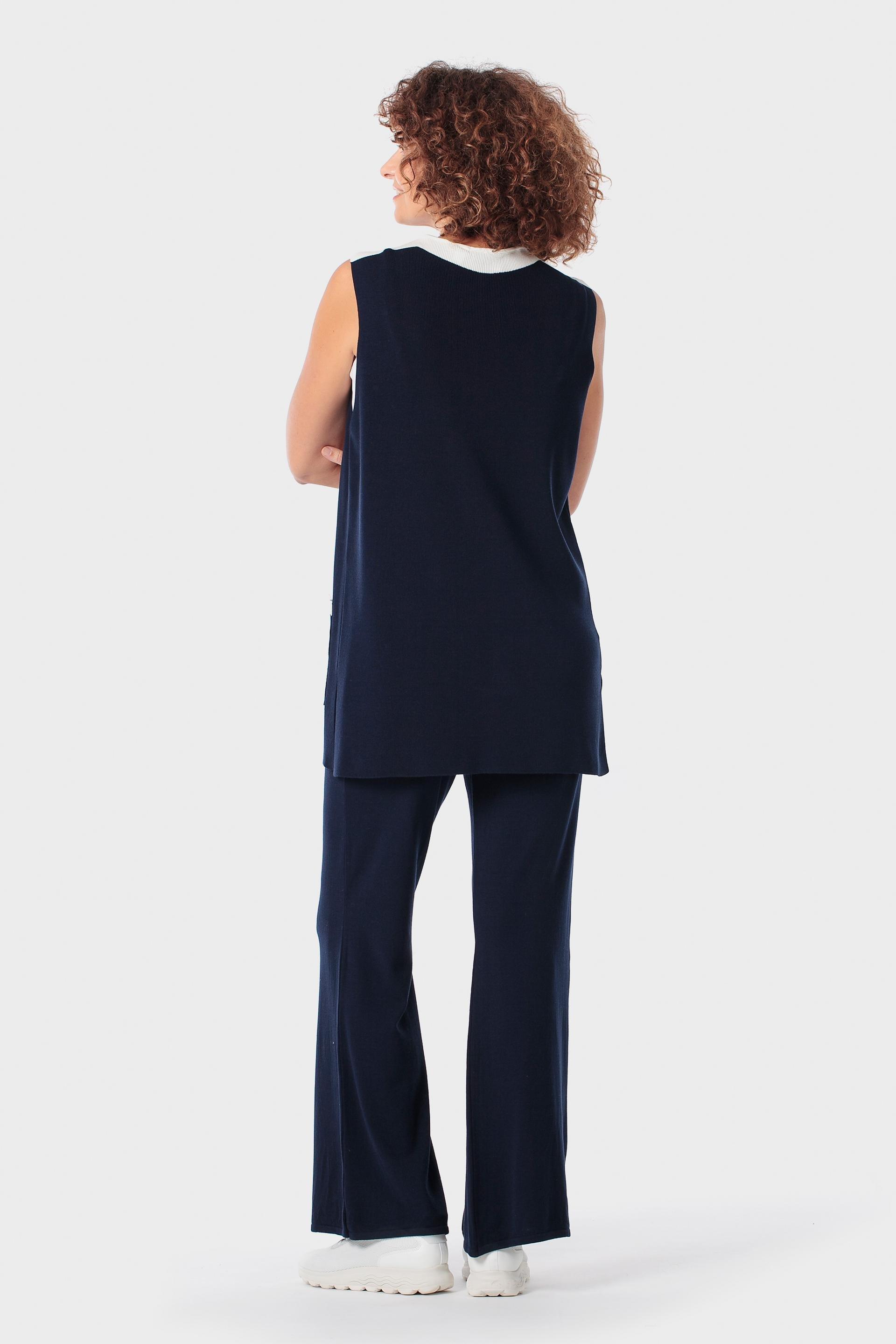 Black Two-Tone Waistcoat, Blue Navy, large image number 3