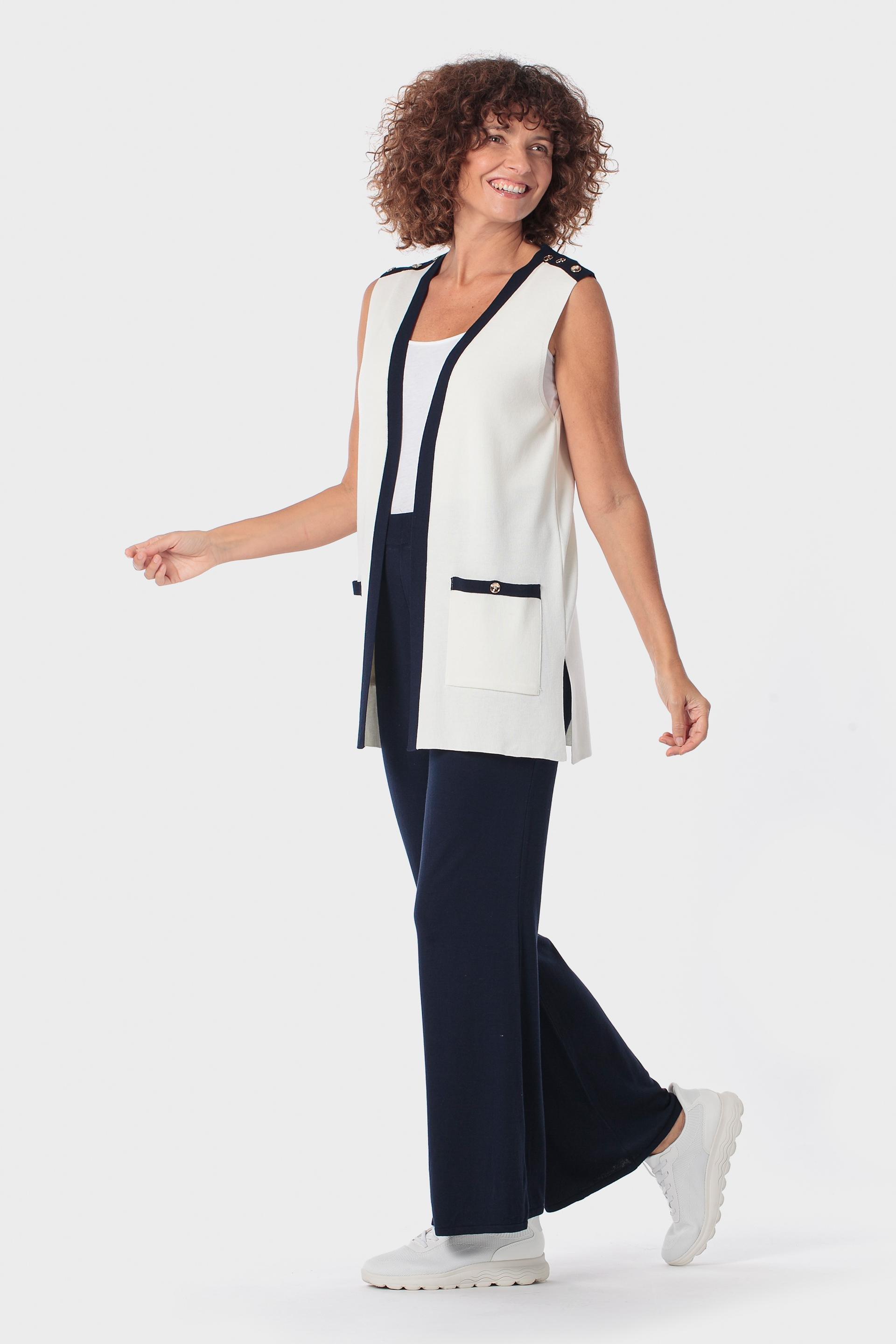 White Two-Tone Waistcoat, Beige Talc, large image number 1