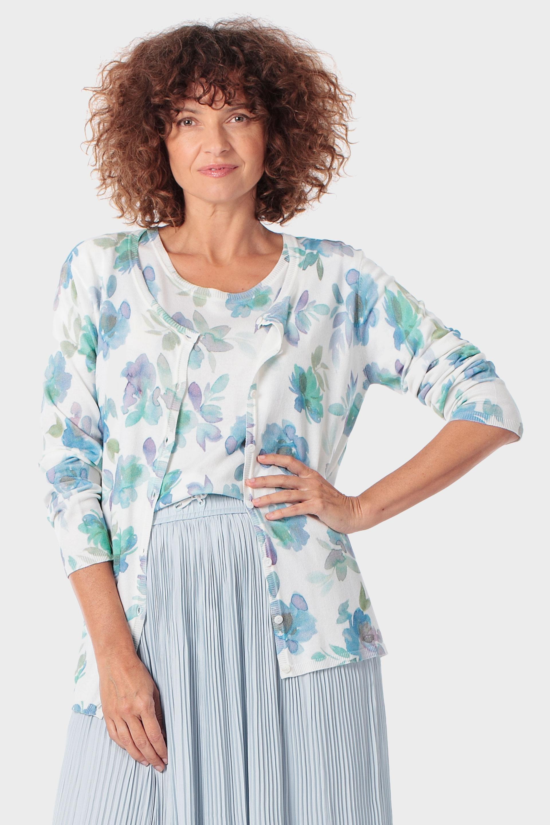 Blue Printed Jacket, Green Aquamarine, large image number 0