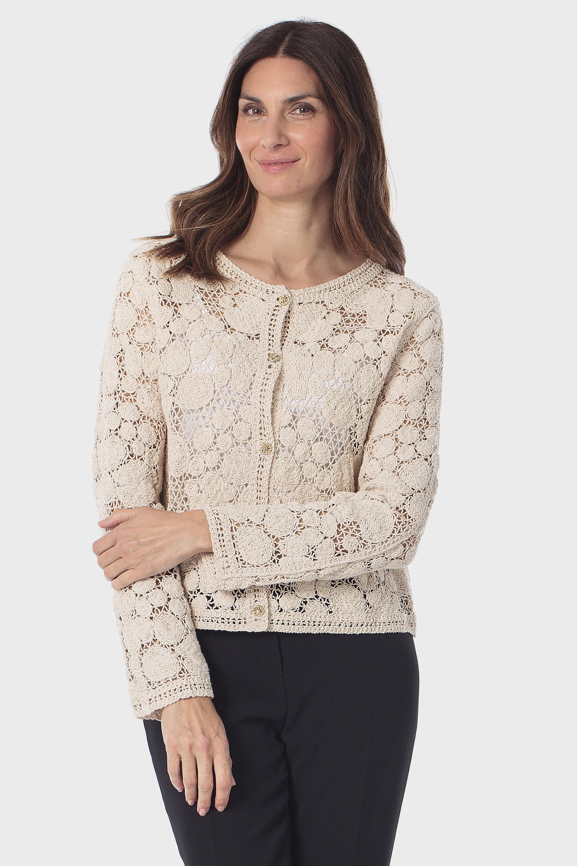 Beige Openwork Jacket, Beige, large image number 0