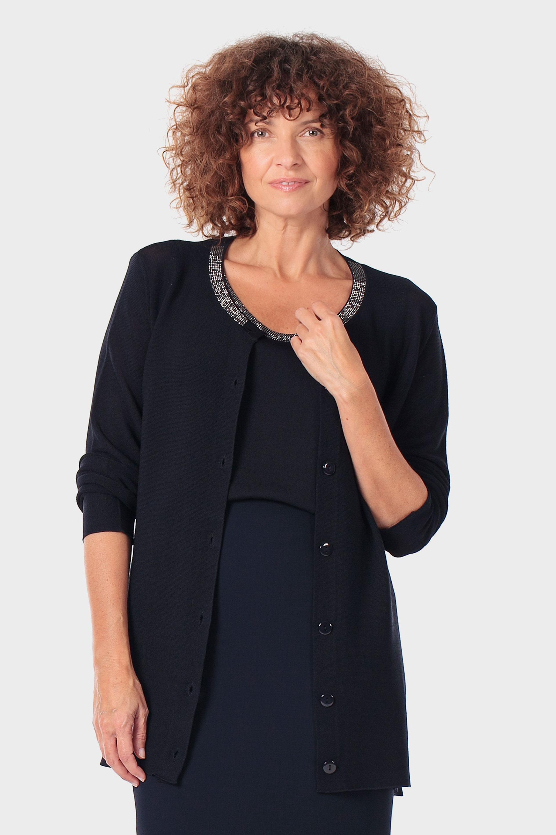 Navy Cardigan With Gemstones, Blue Navy, medium