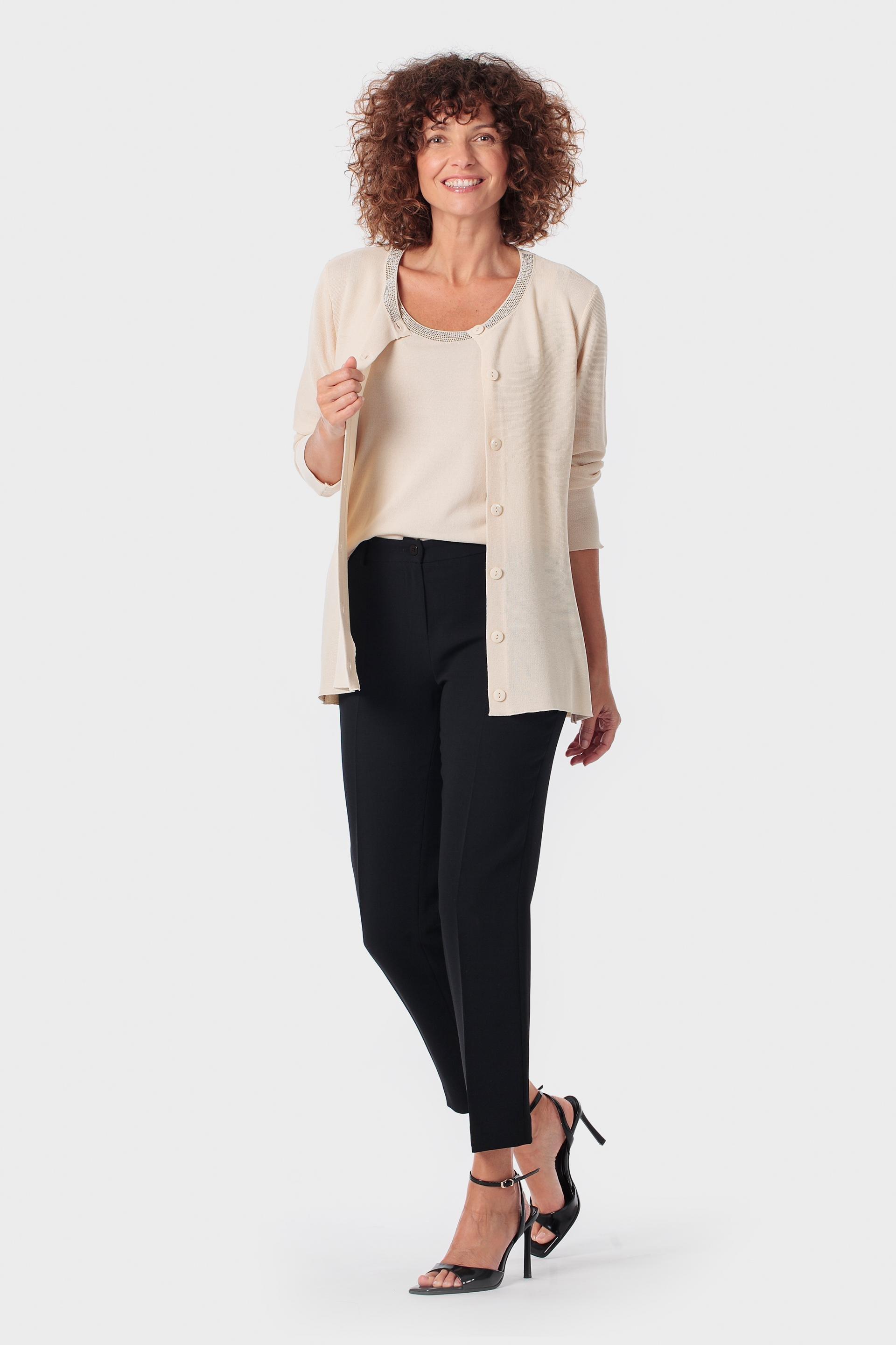 Embellished Neckline Cardigan, Beige, medium