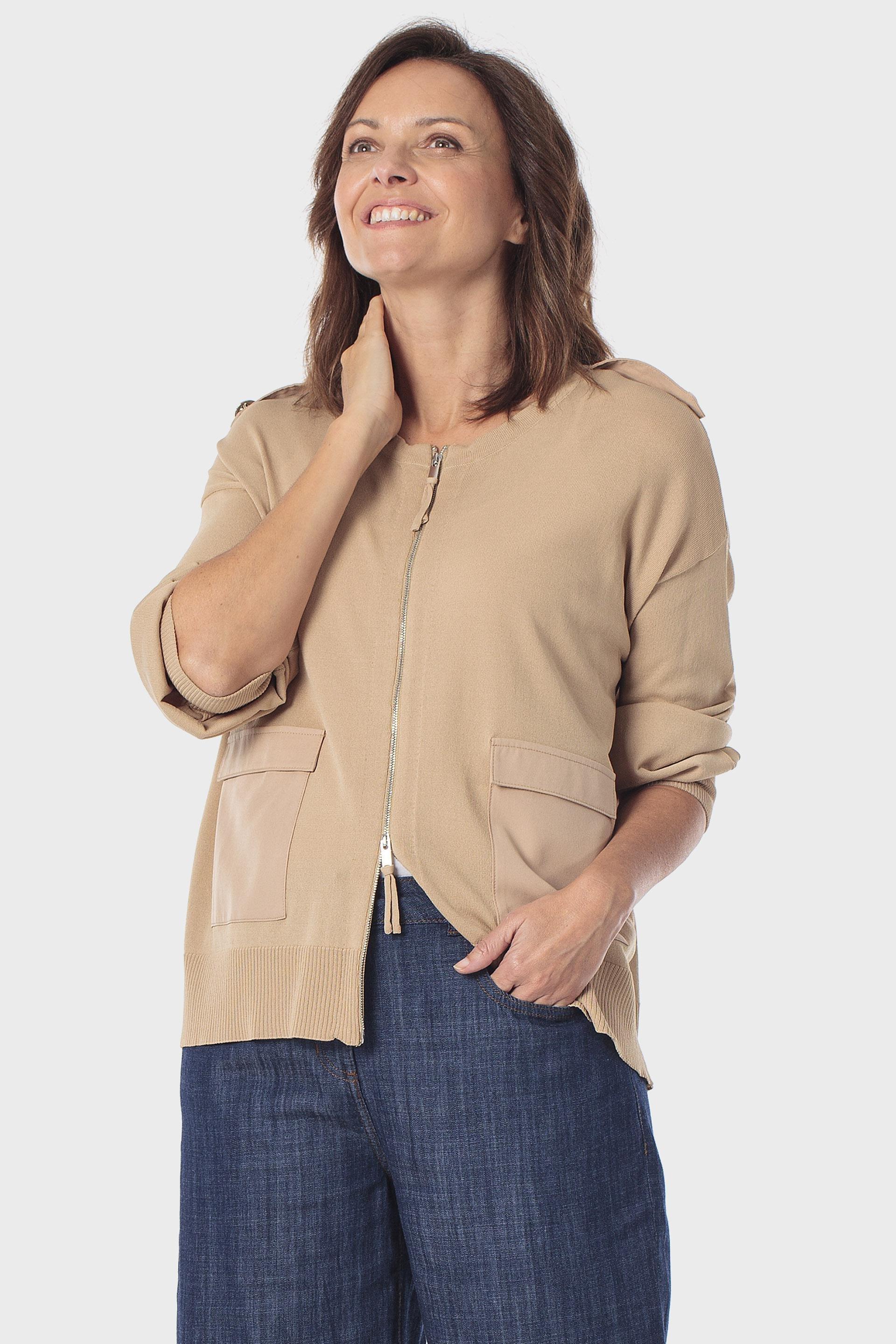 Beige Zipper Jacket, 3701_144, large image number 0