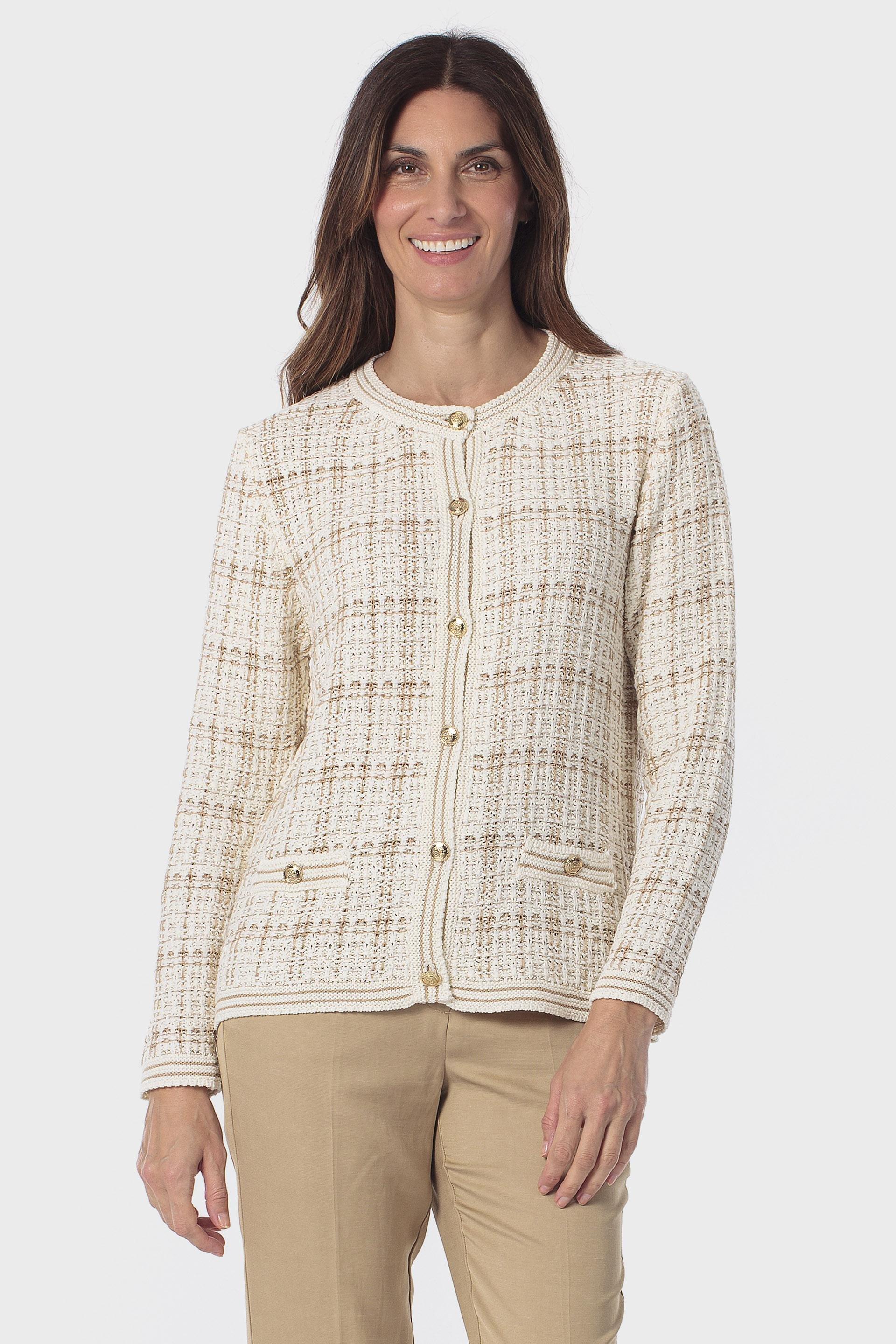 Beige Metallic Thread Jacket, Beige Camel, large image number 0