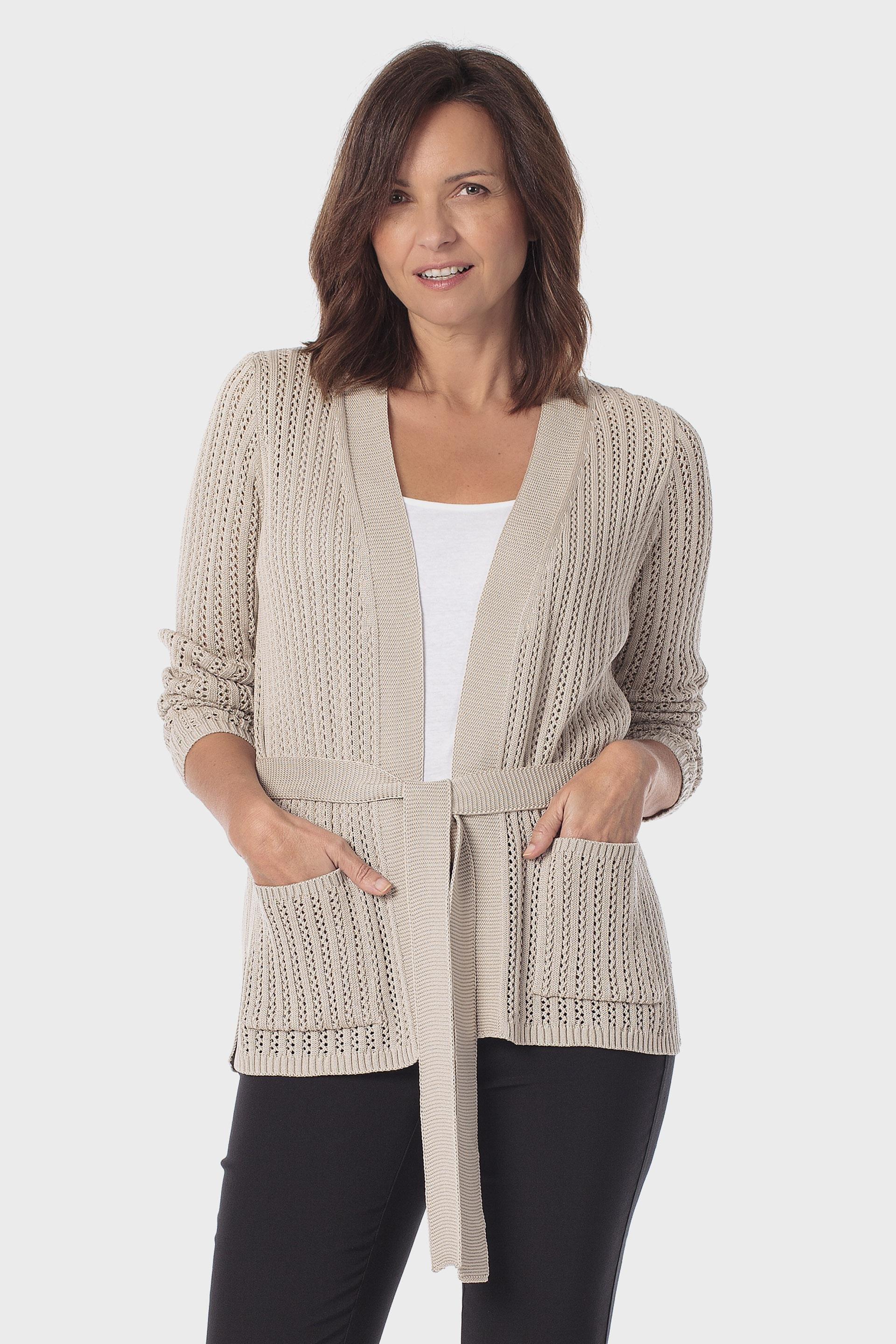 Beige Belted Jacket, Beige, large image number 0