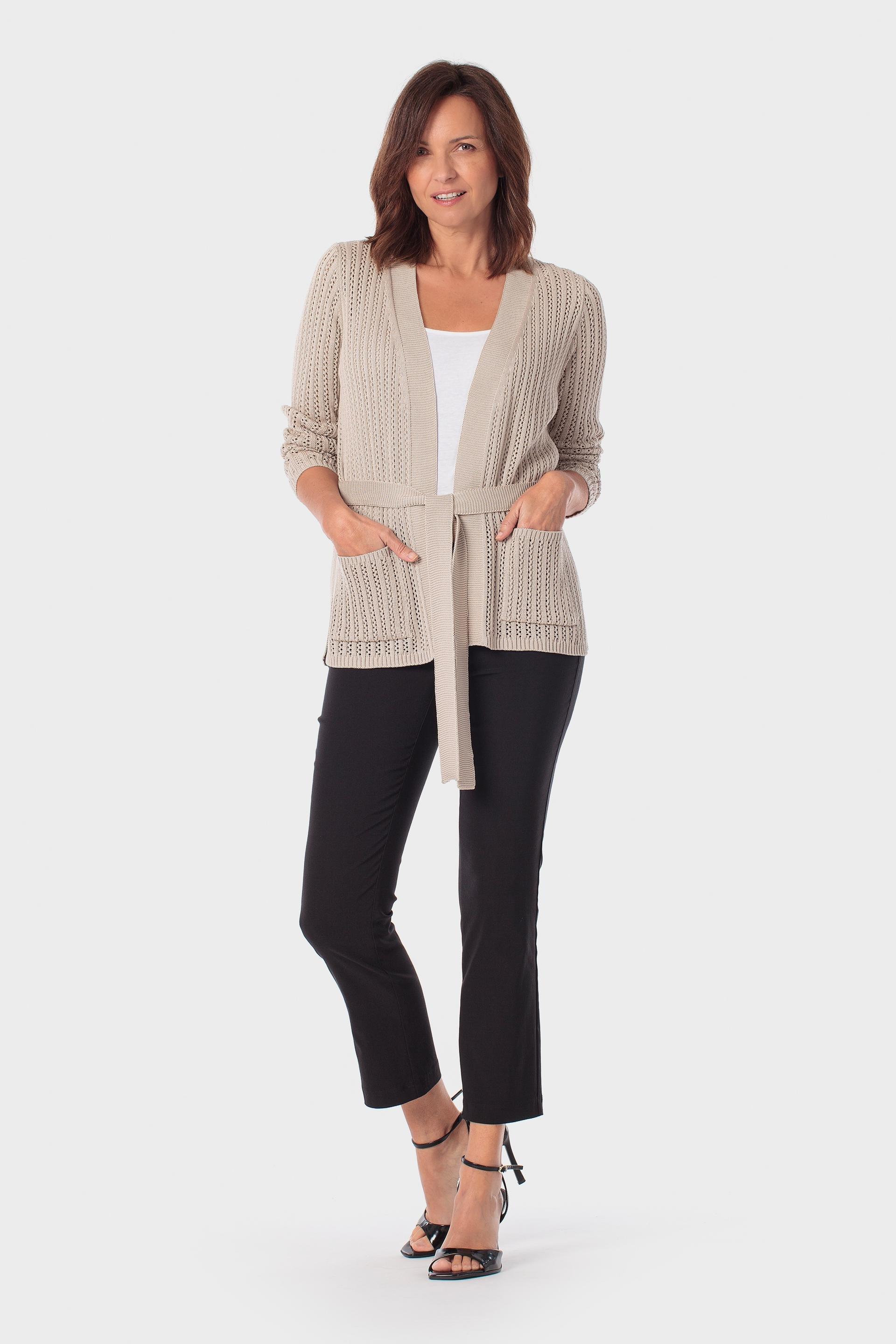 Beige Belted Jacket, Beige, large image number 1