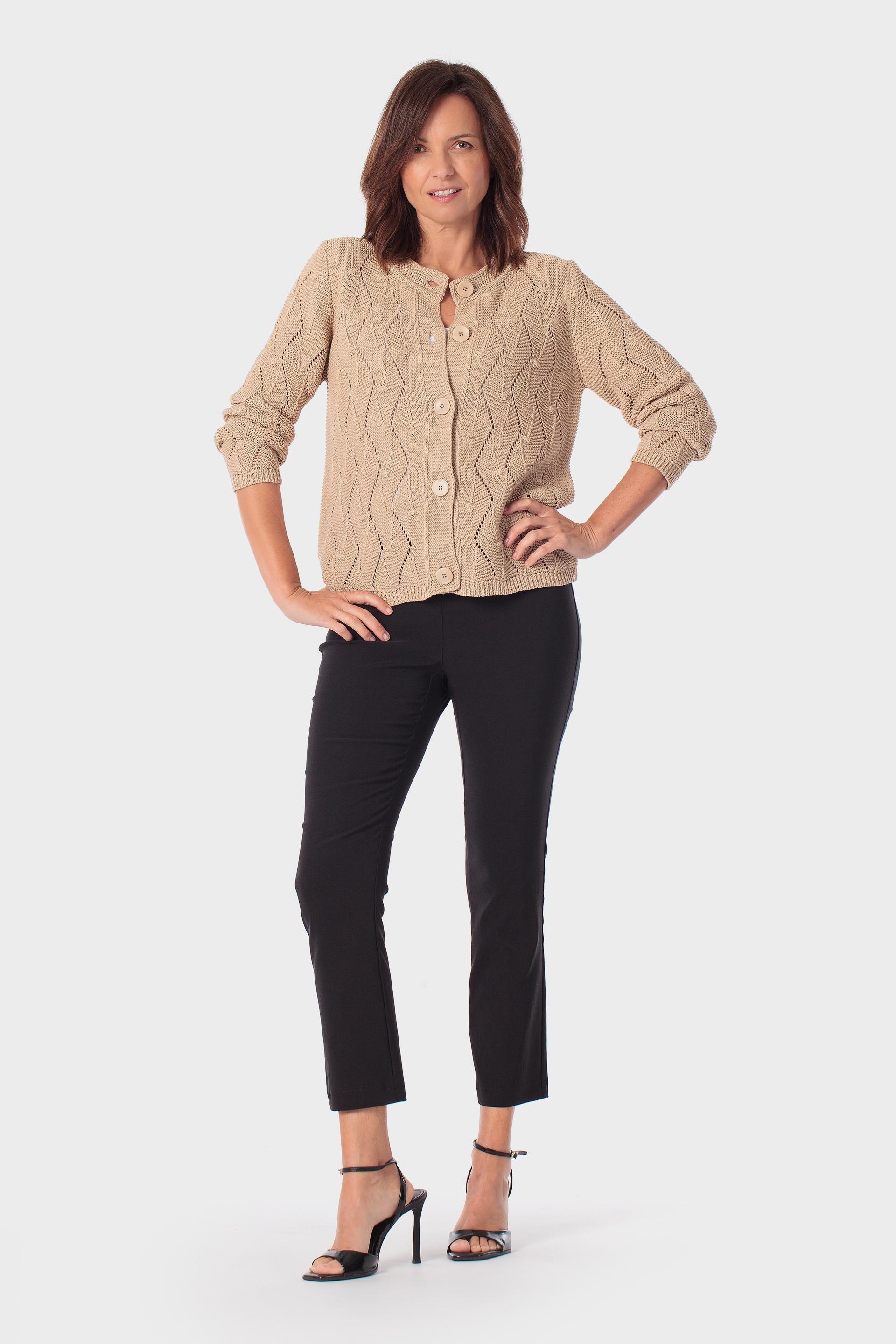 سترة بيج بتصميم مفرغ, Beige Camel, large image number 1