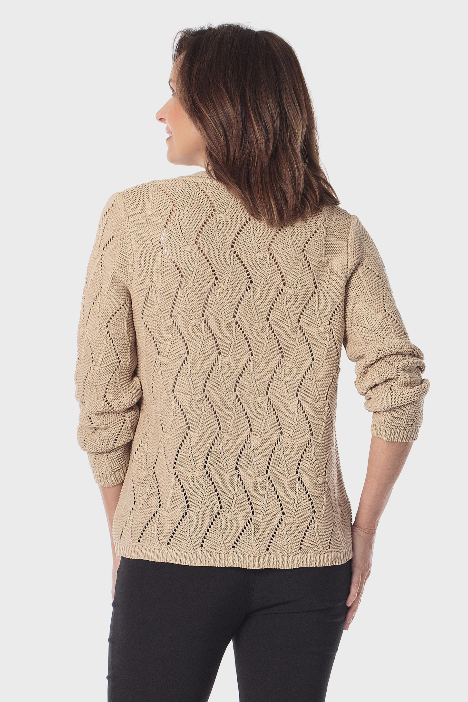 سترة بيج بتصميم مفرغ, Beige Camel, large image number 2