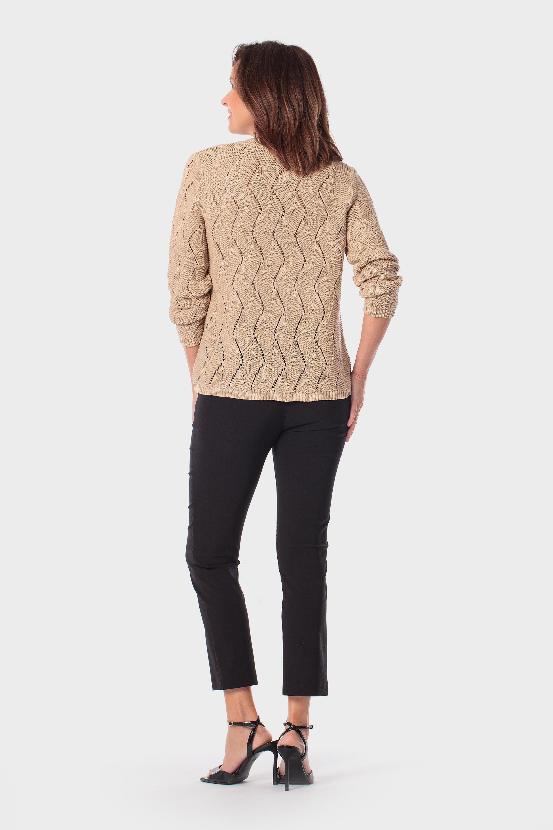 سترة بيج بتصميم مفرغ, Beige Camel, large image number 3