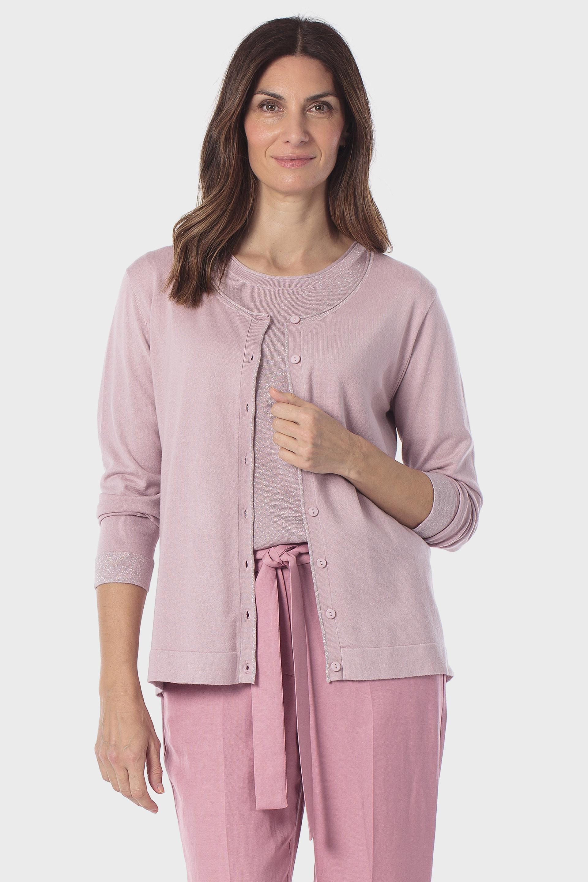 جاكيت وردي بخيوط معدنية, Pink, large image number 0