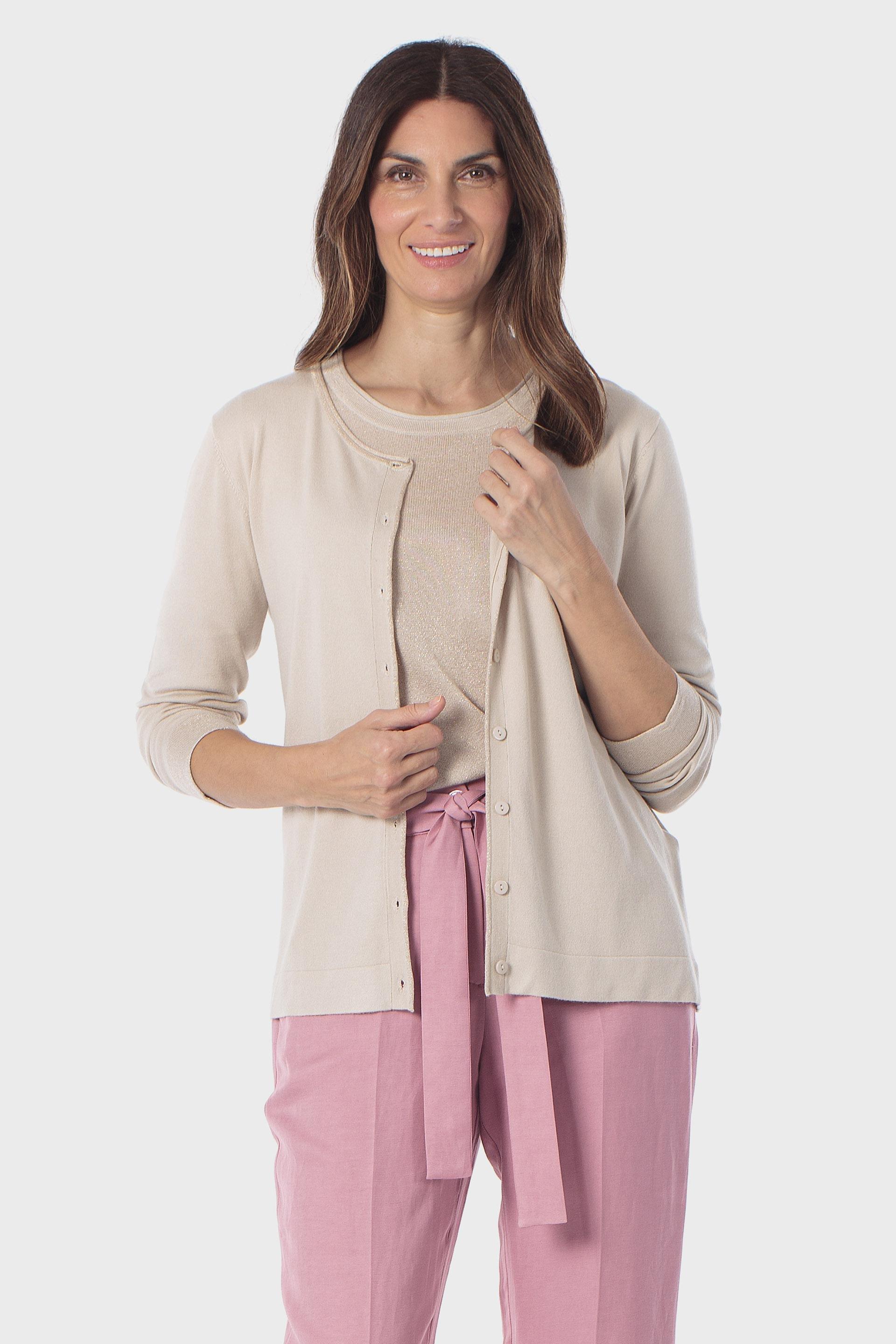 Pink Metallic Thread Jacket, Beige, medium