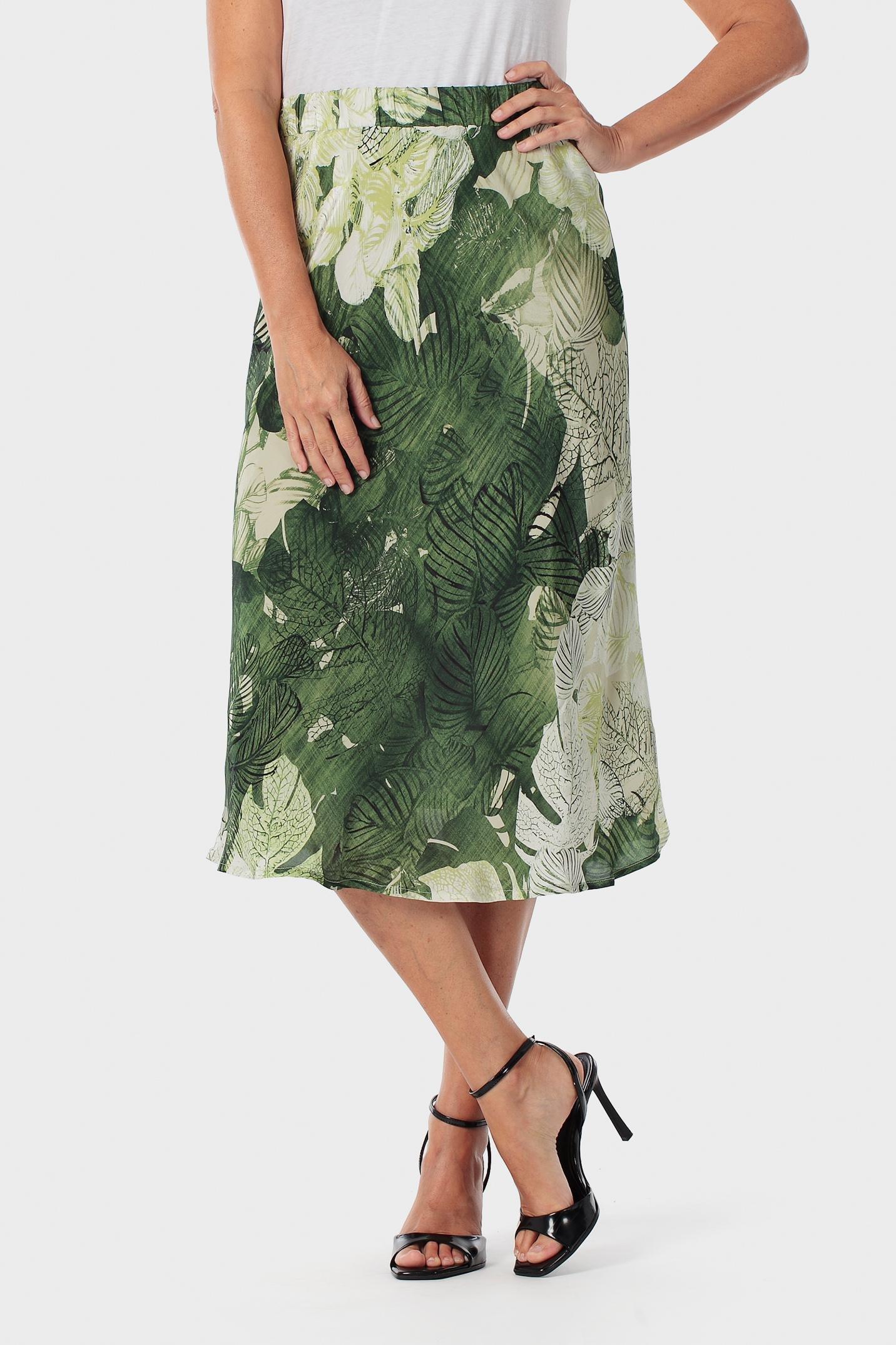 Green Leaf Print Skirt, Green Forest, large image number 0