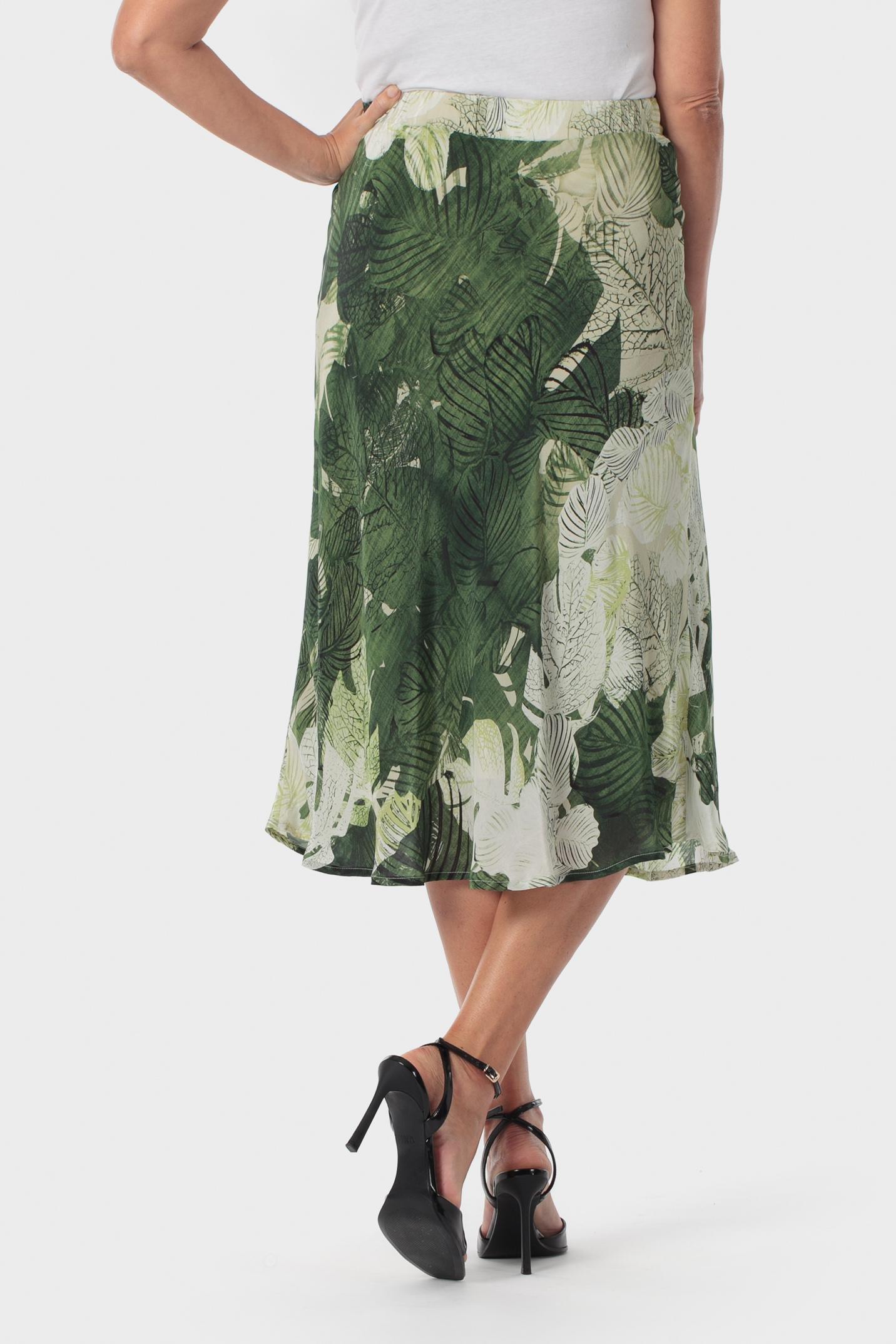 Green Leaf Print Skirt, Green Forest, medium
