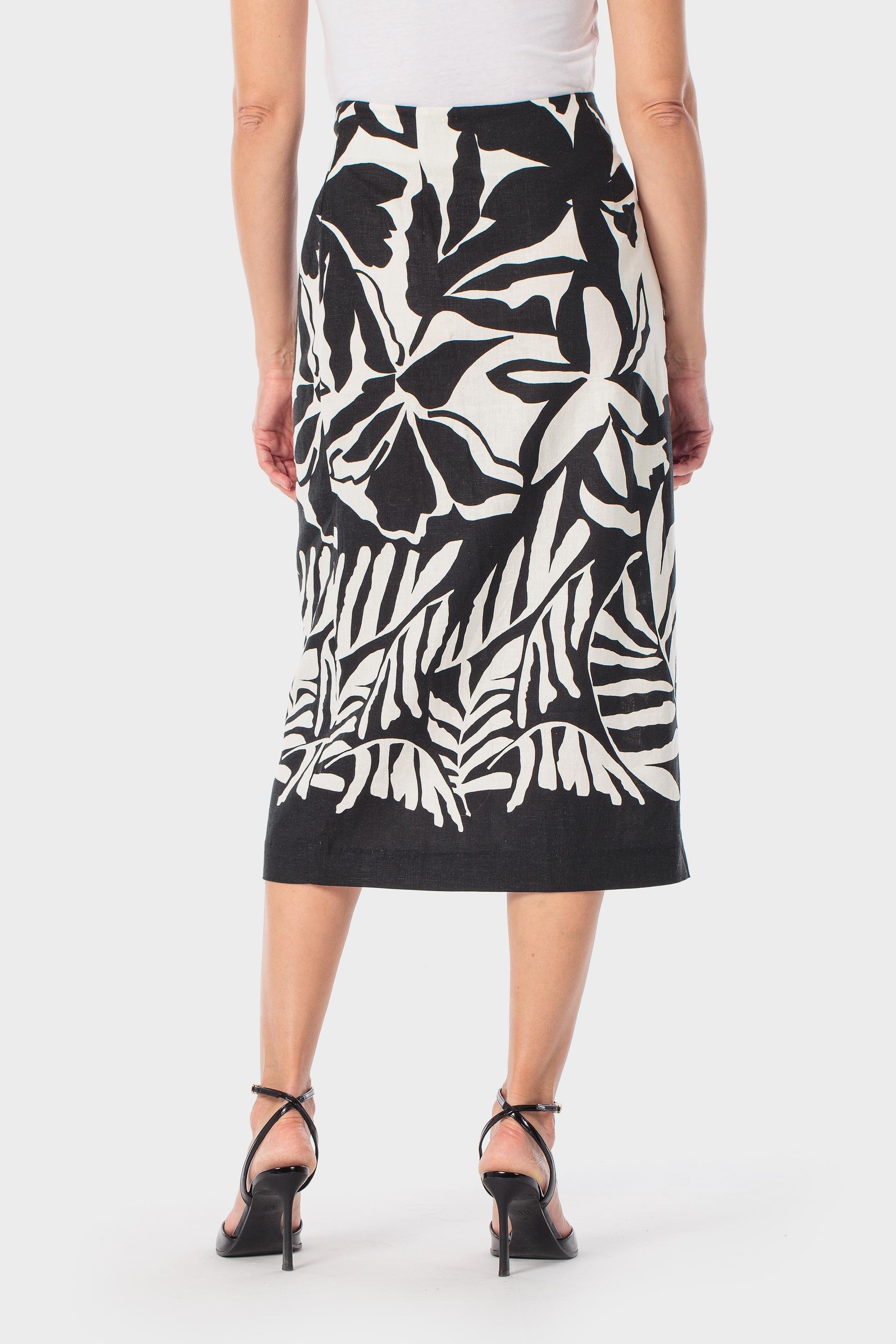 Black Linen Skirt, Black, large image number 3