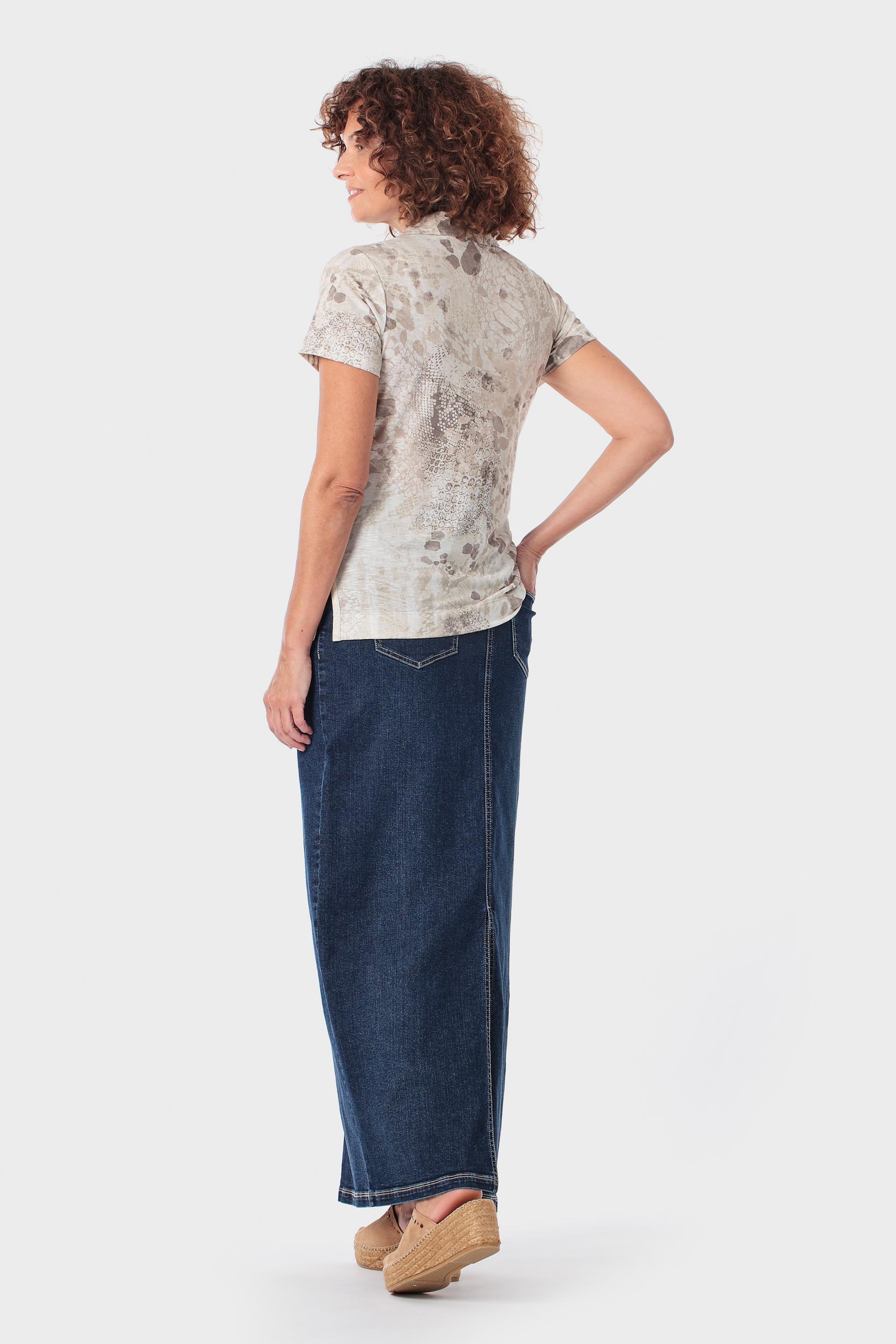 Navy Long Denim Skirt, 3701_106, large image number 3