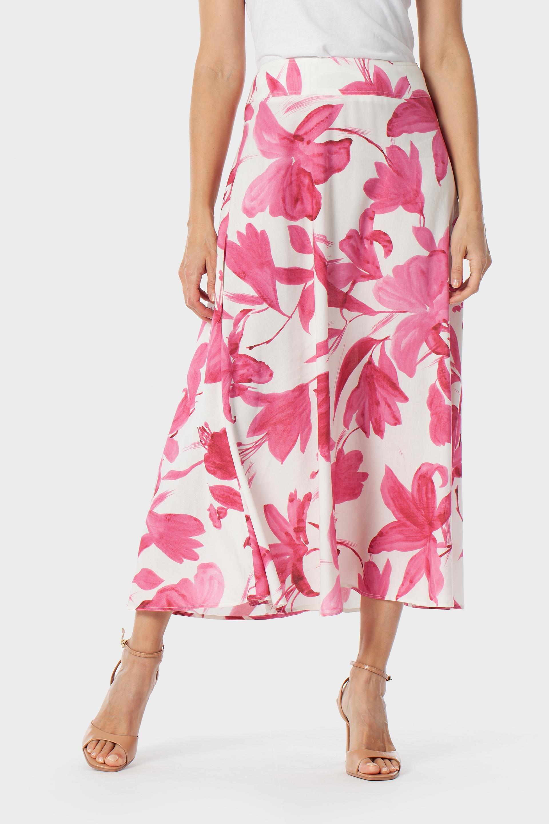 Pink Printed Skirt, Fuchsia Bouganvilla, large image number 2