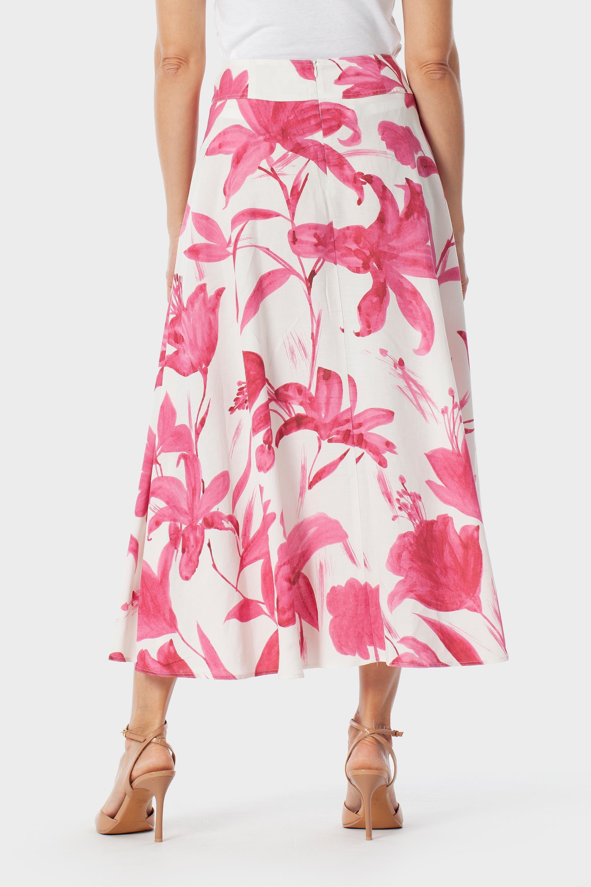 Pink Printed Skirt, Fuchsia Bouganvilla, large image number 3