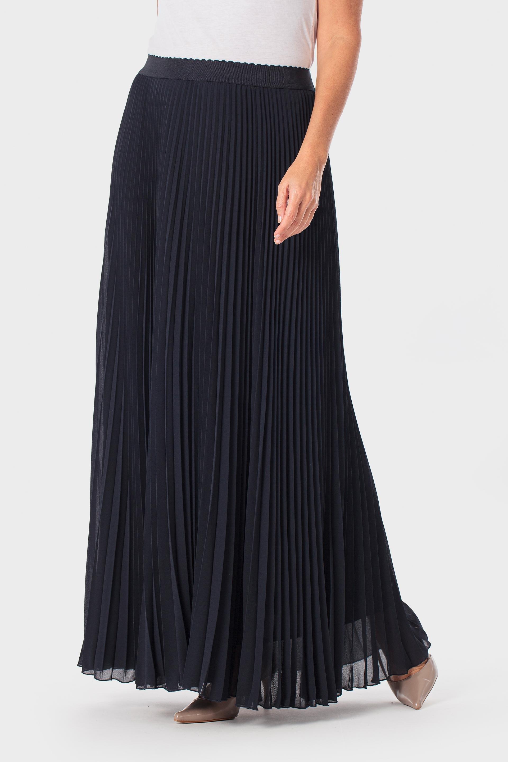 Navy Long Pleated Skirt, 3701_104, large image number 2