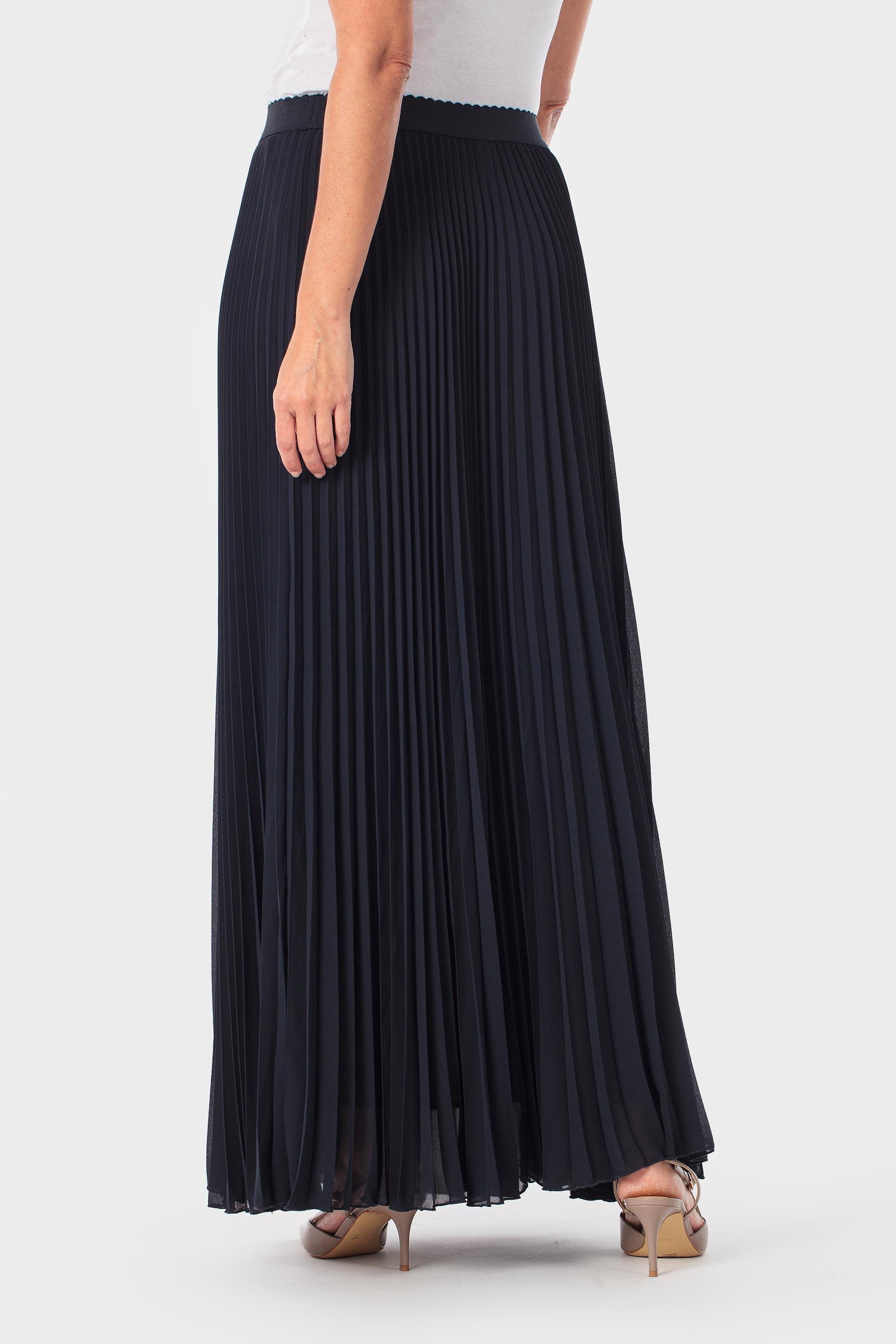 Navy Long Pleated Skirt, 3701_104, large image number 3