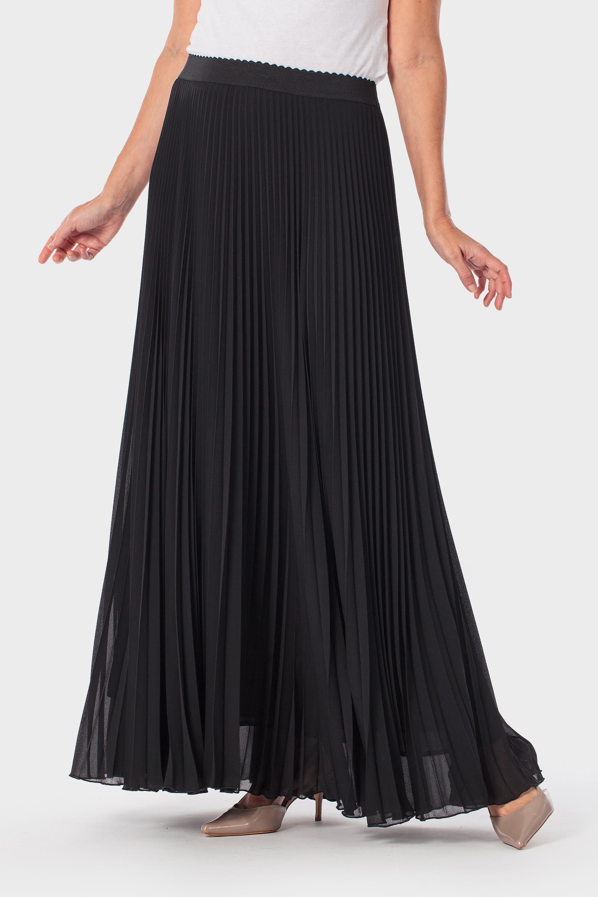 Black Long Pleated Skirt, 3701_120, large image number 3