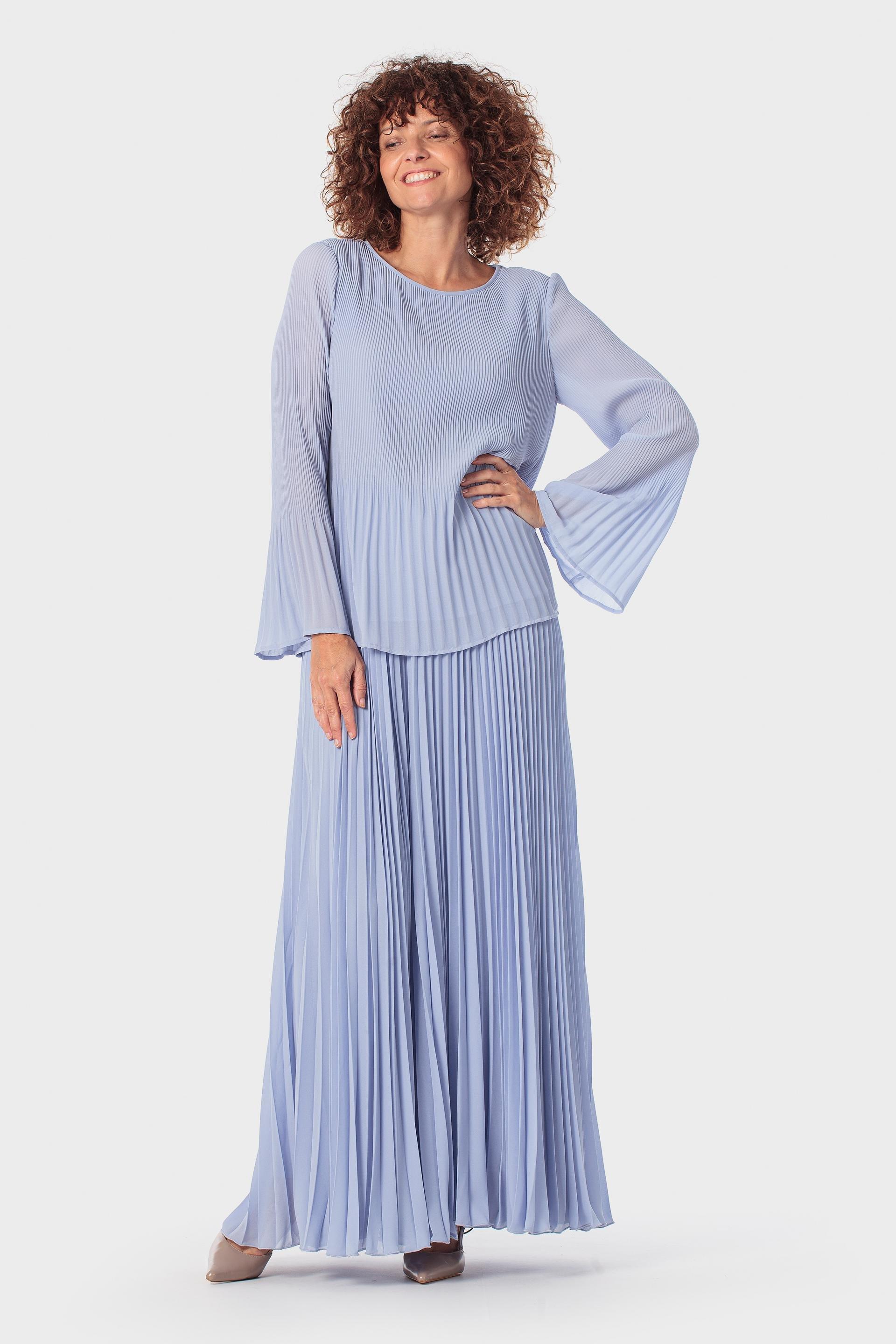 Purple Long Pleated Skirt, 3701_399, large