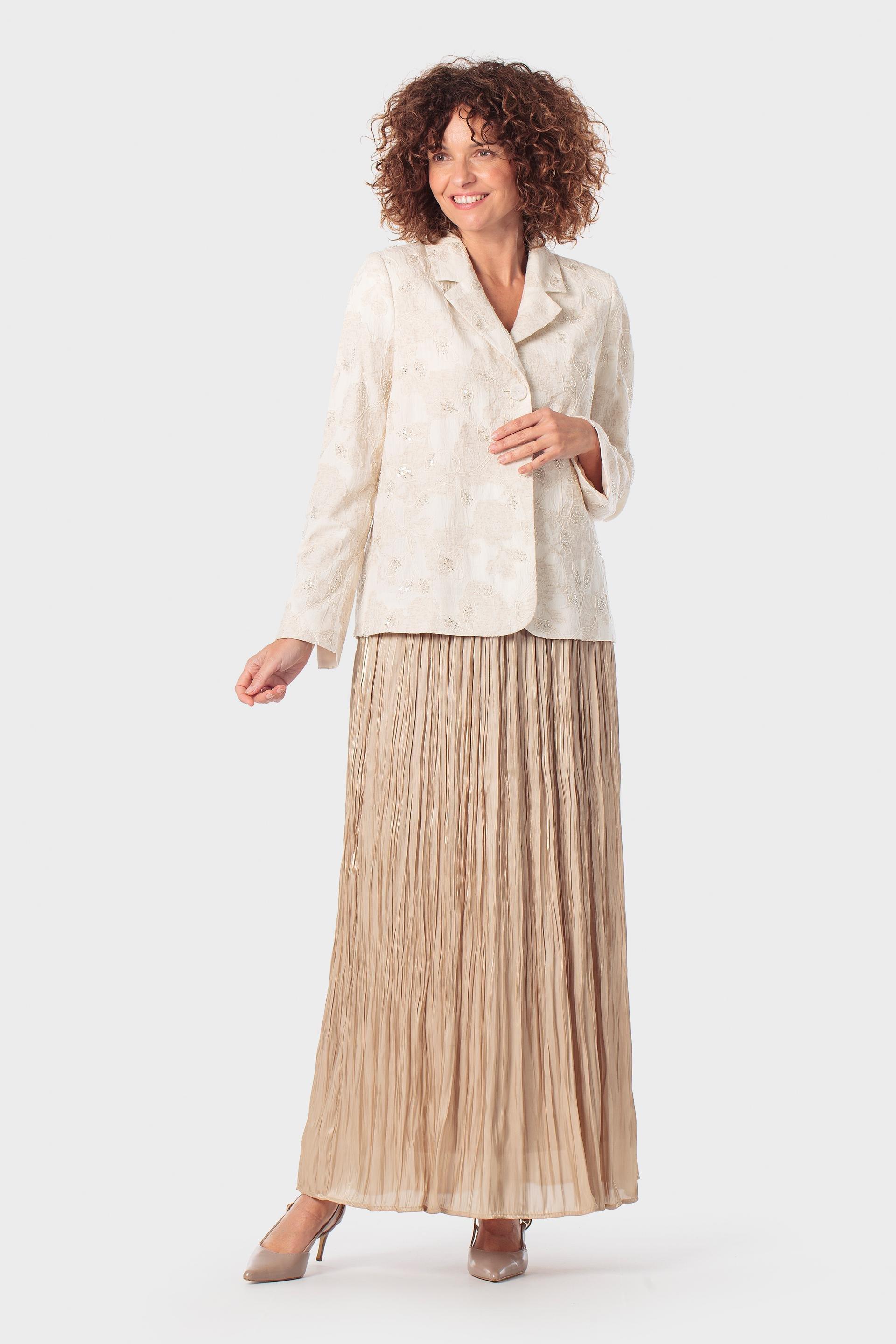 Beige Long Satin Skirt, 3701_129, medium