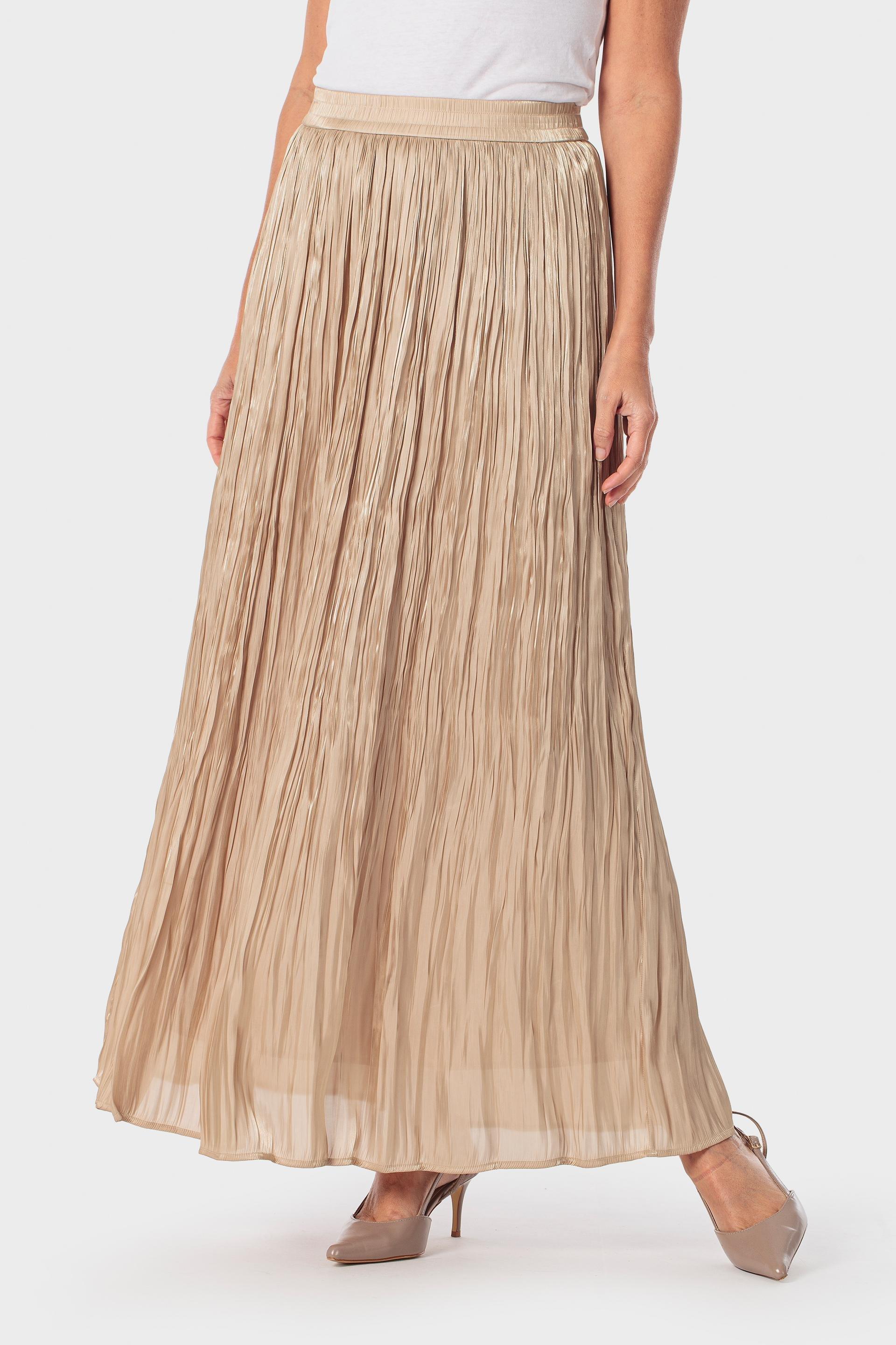 Beige Long Satin Skirt, 3701_129, large image number 2