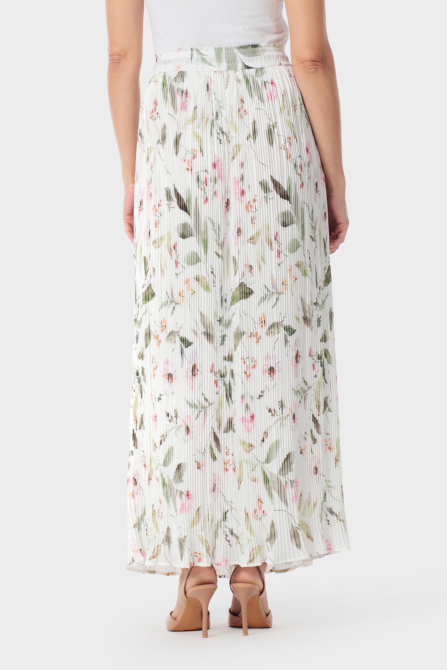 Floral Print Pleated Skirt, Green Sage, large image number 3
