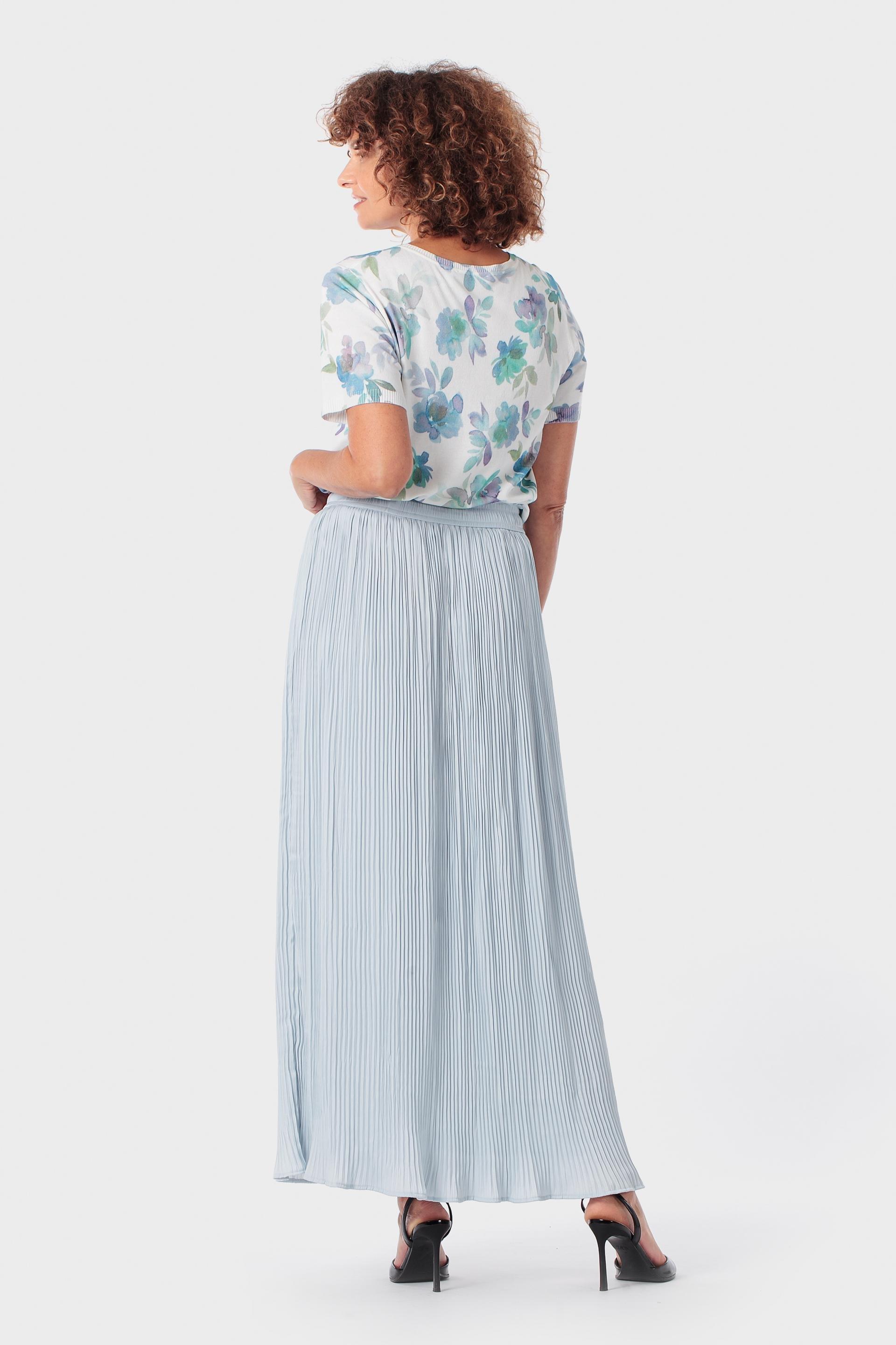 Blue Long Pleated Skirt, Blue Porcelain, medium