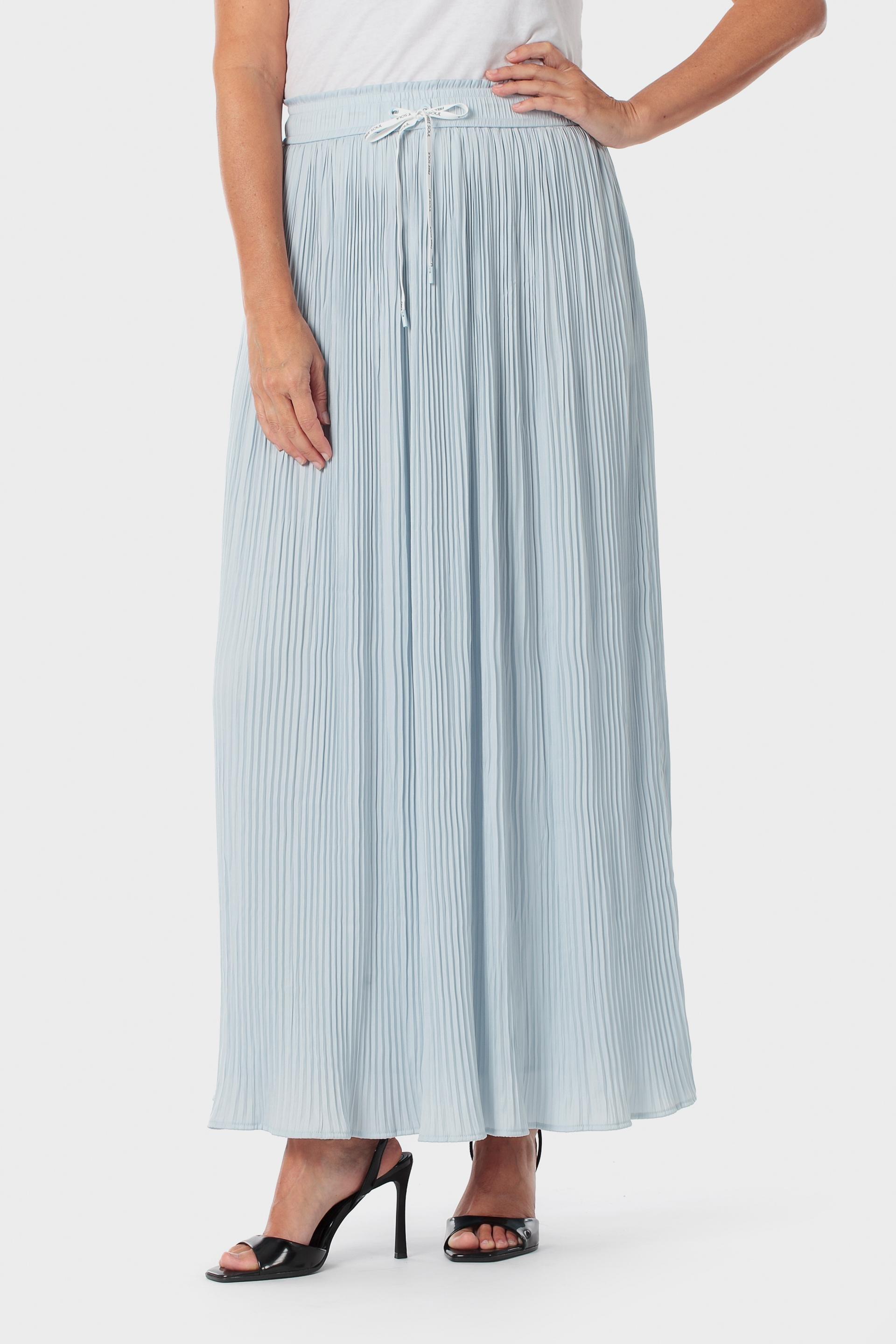 Blue Long Pleated Skirt, Blue Porcelain, medium