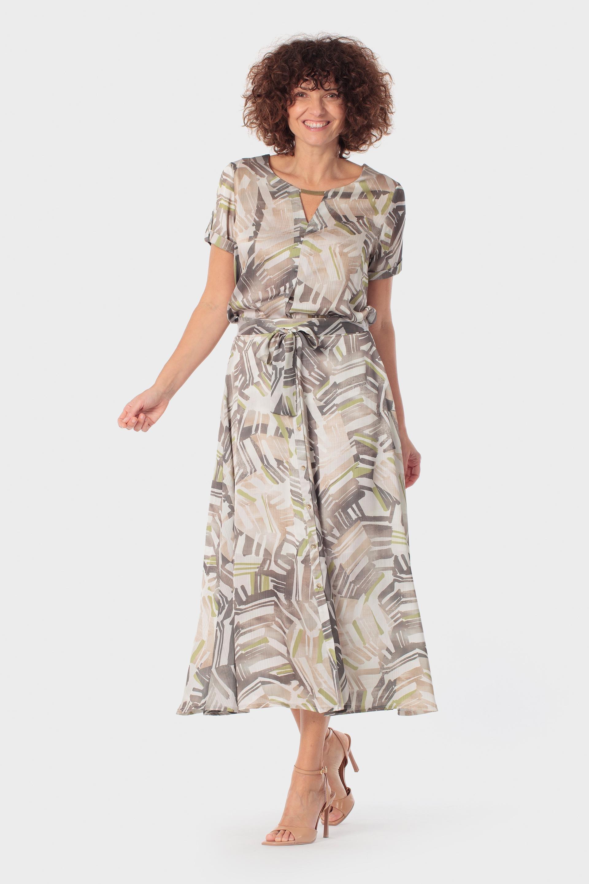 تنورة طويلة رمادية بطباعة مميزة, Beige Sand, medium