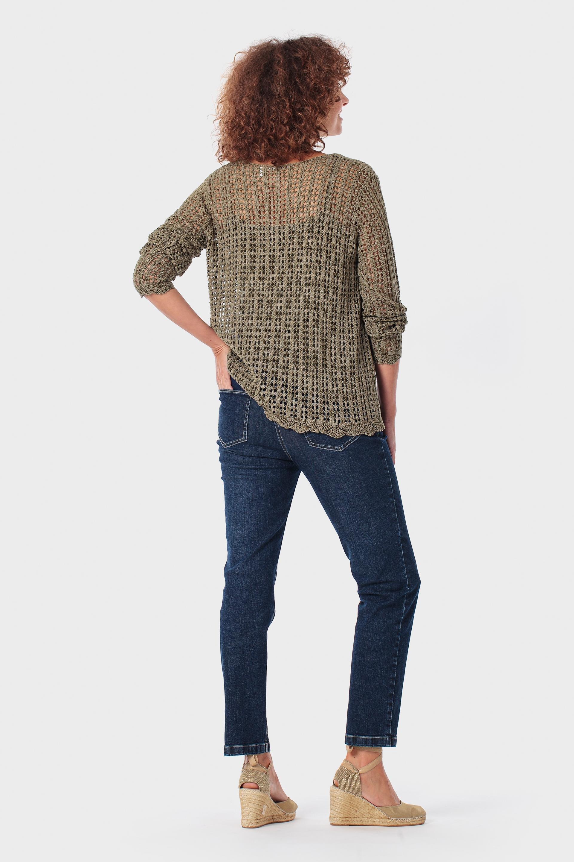 كنزة مفرغة كاكي, 3701_155, large image number 3