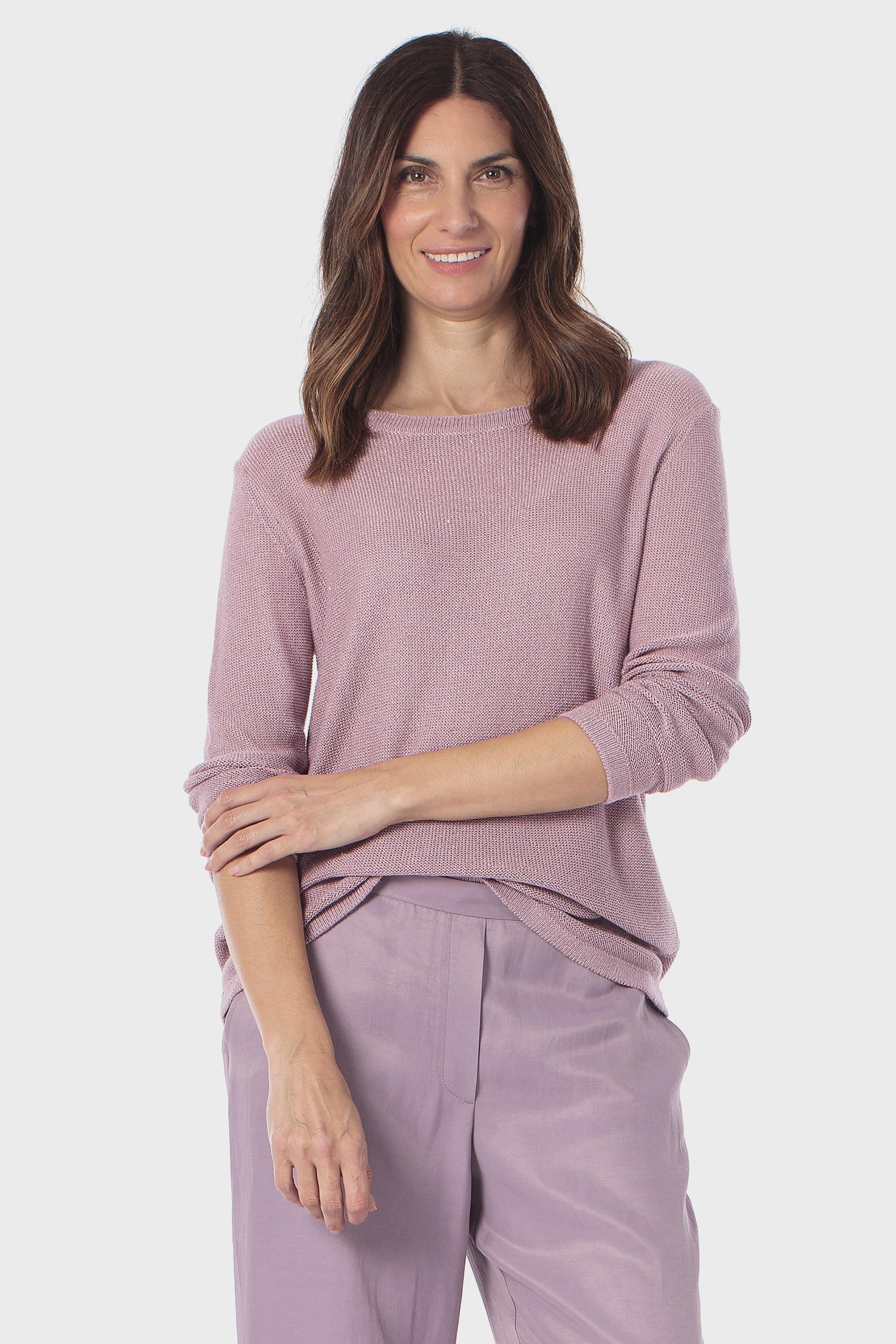 Pink Metallic Thread Sweater, Lillac Greyish, large
