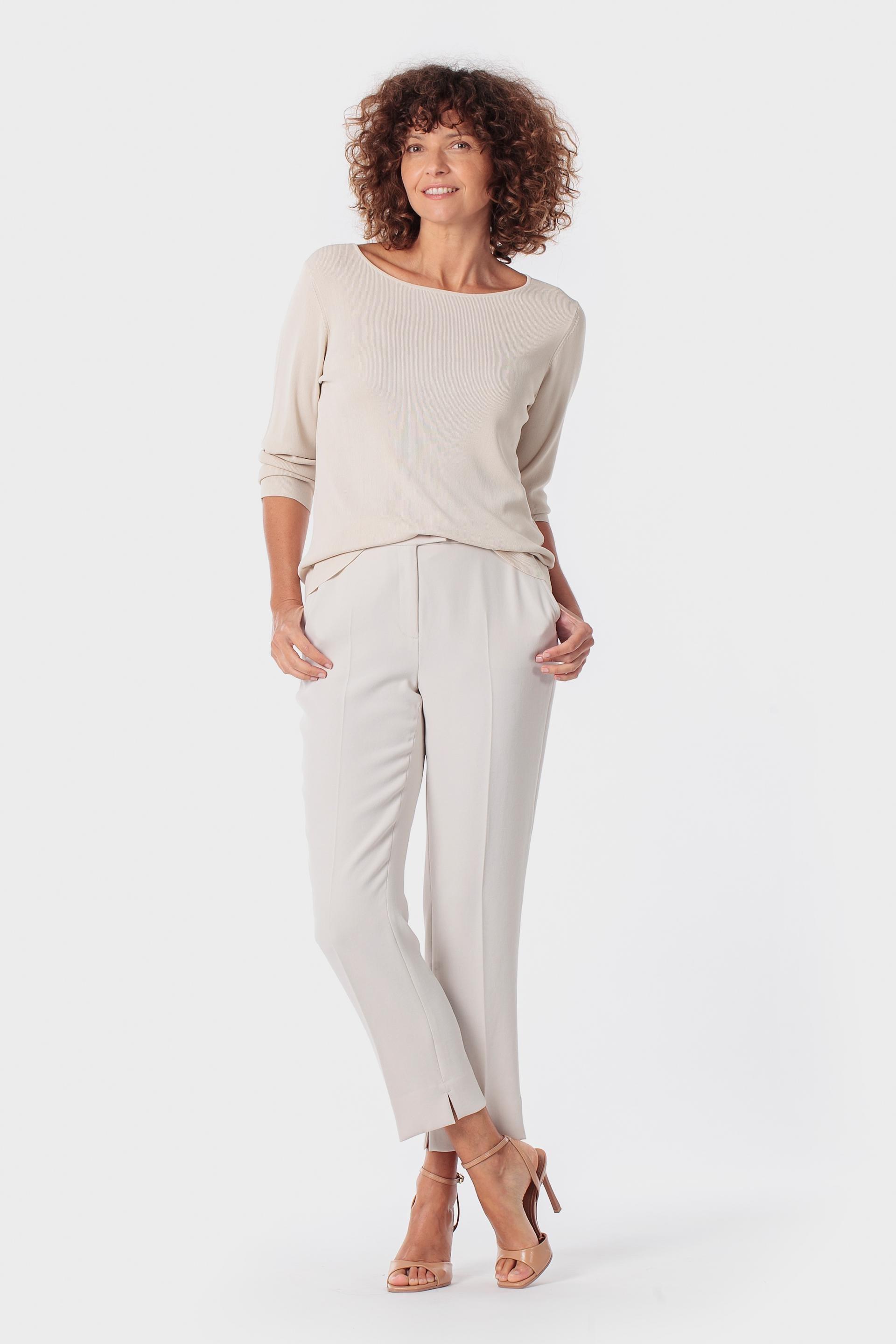 Beige Round Neck Sweater, Beige, large image number 1
