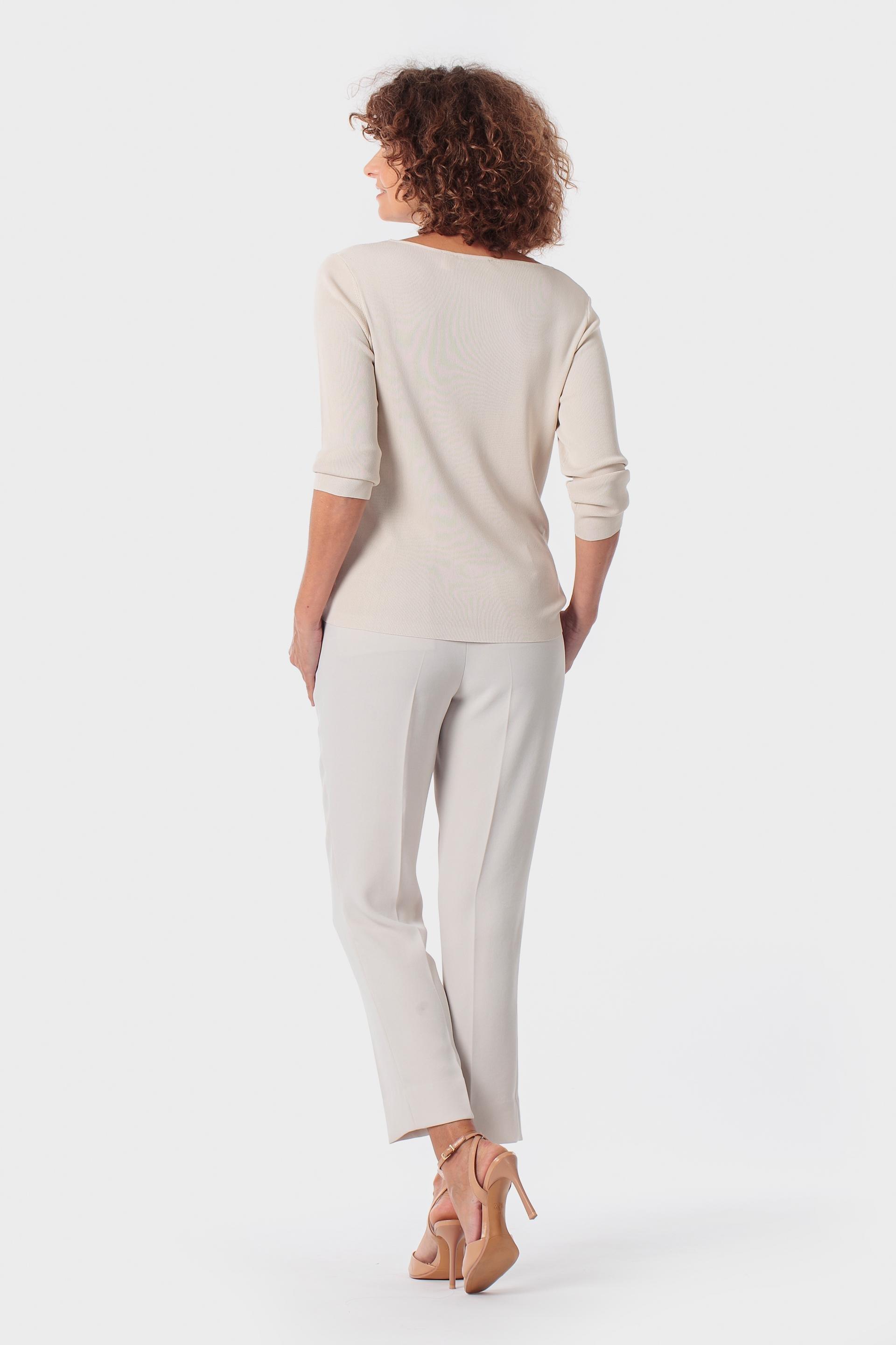 Beige Round Neck Sweater, Beige, large image number 3