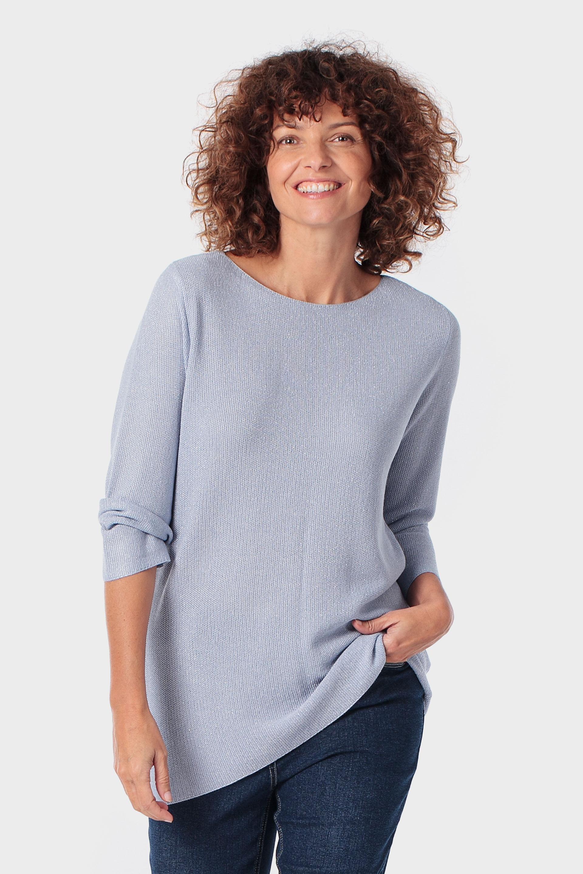 Blue Metallic Thread Sweater, Blue, large image number 0