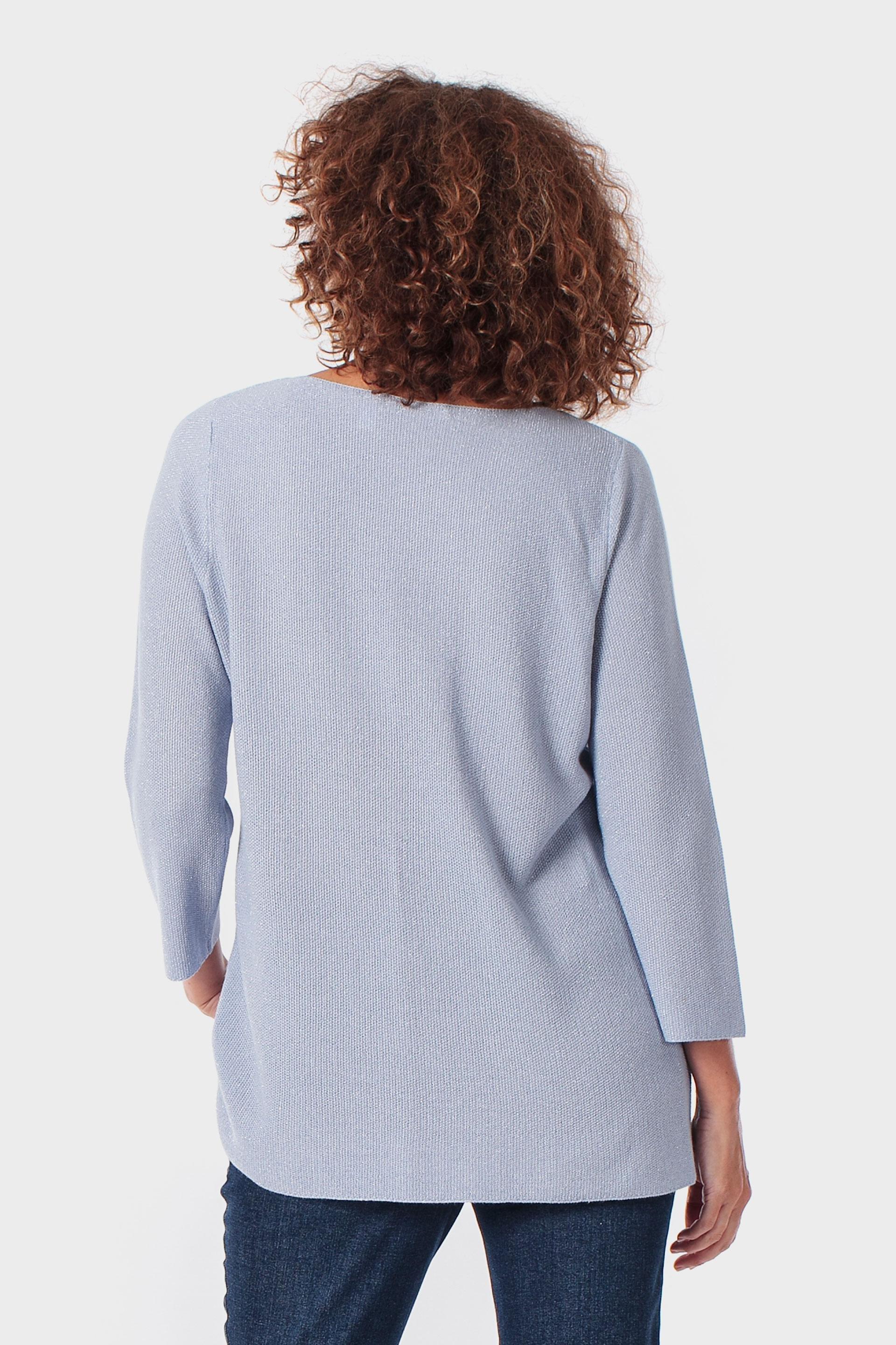 Blue Metallic Thread Sweater, Blue, medium