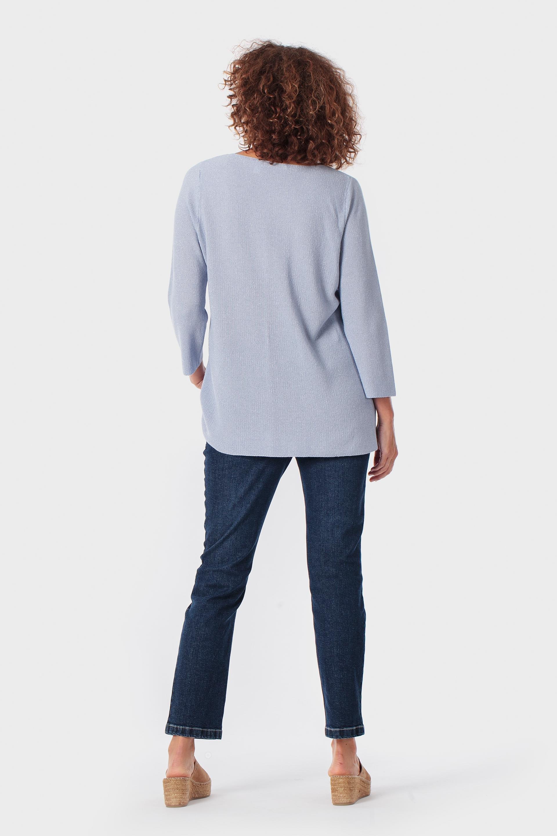 Blue Metallic Thread Sweater, Blue, large image number 3