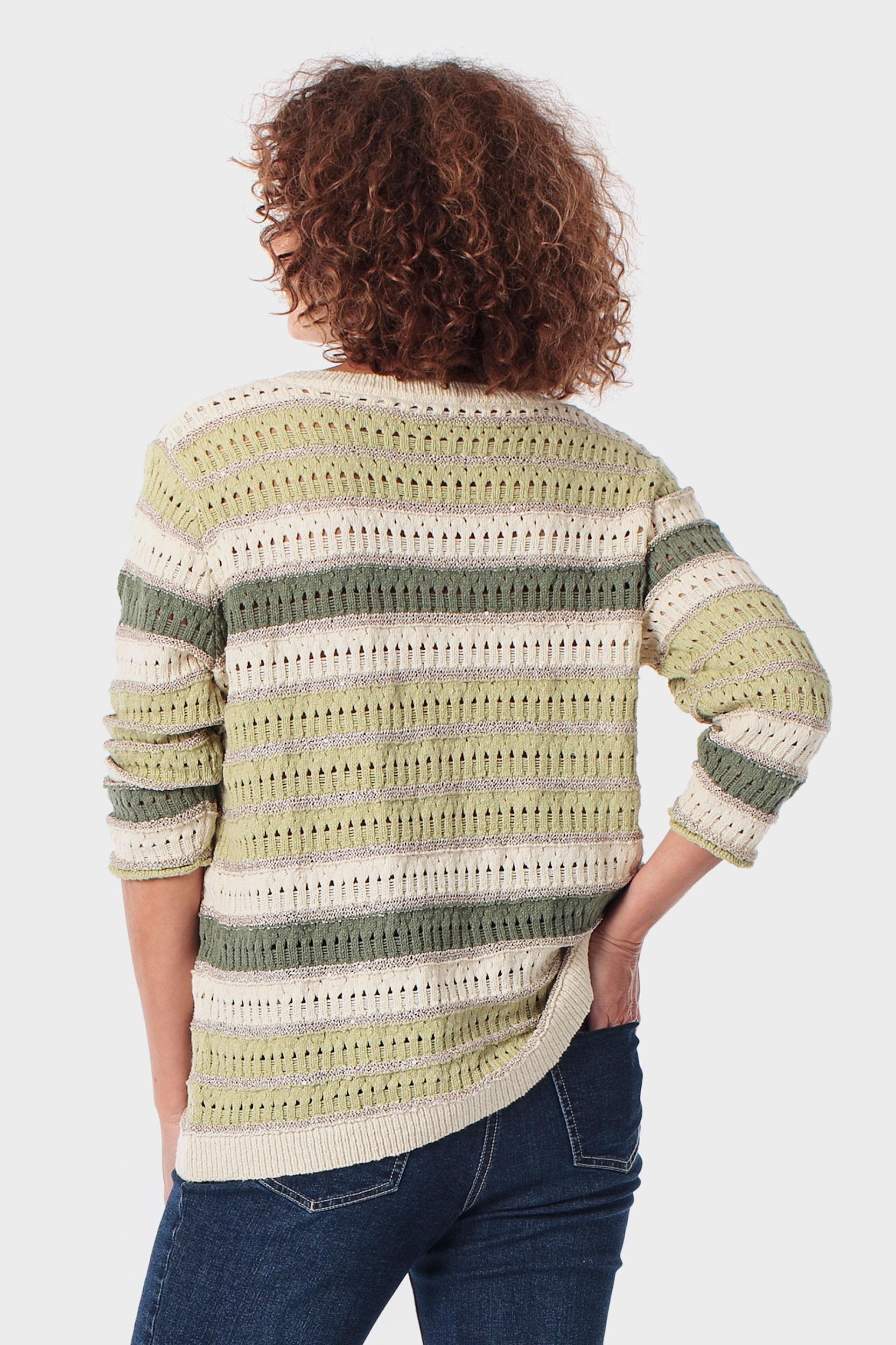 Multicoloured Striped Sweater, Green, large image number 2