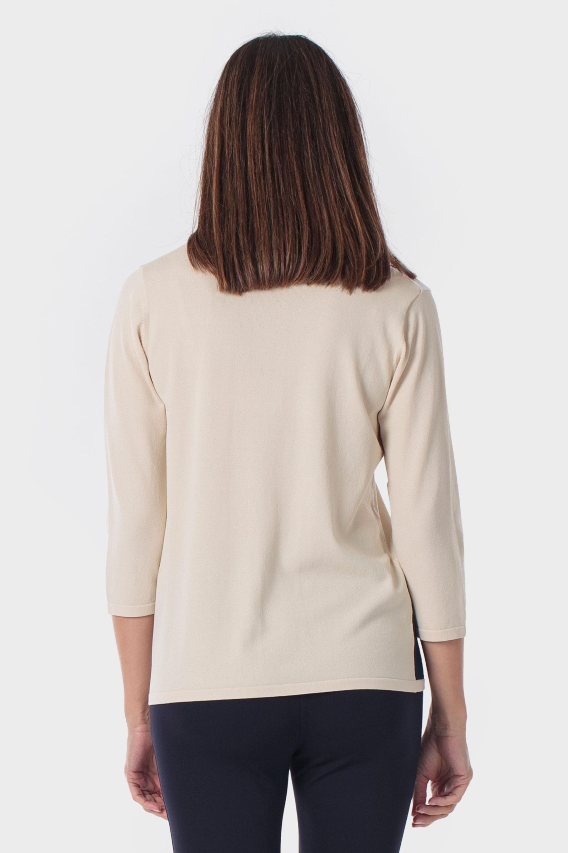 Beige Rhinestone Intarsia Sweater, Beige, large image number 2