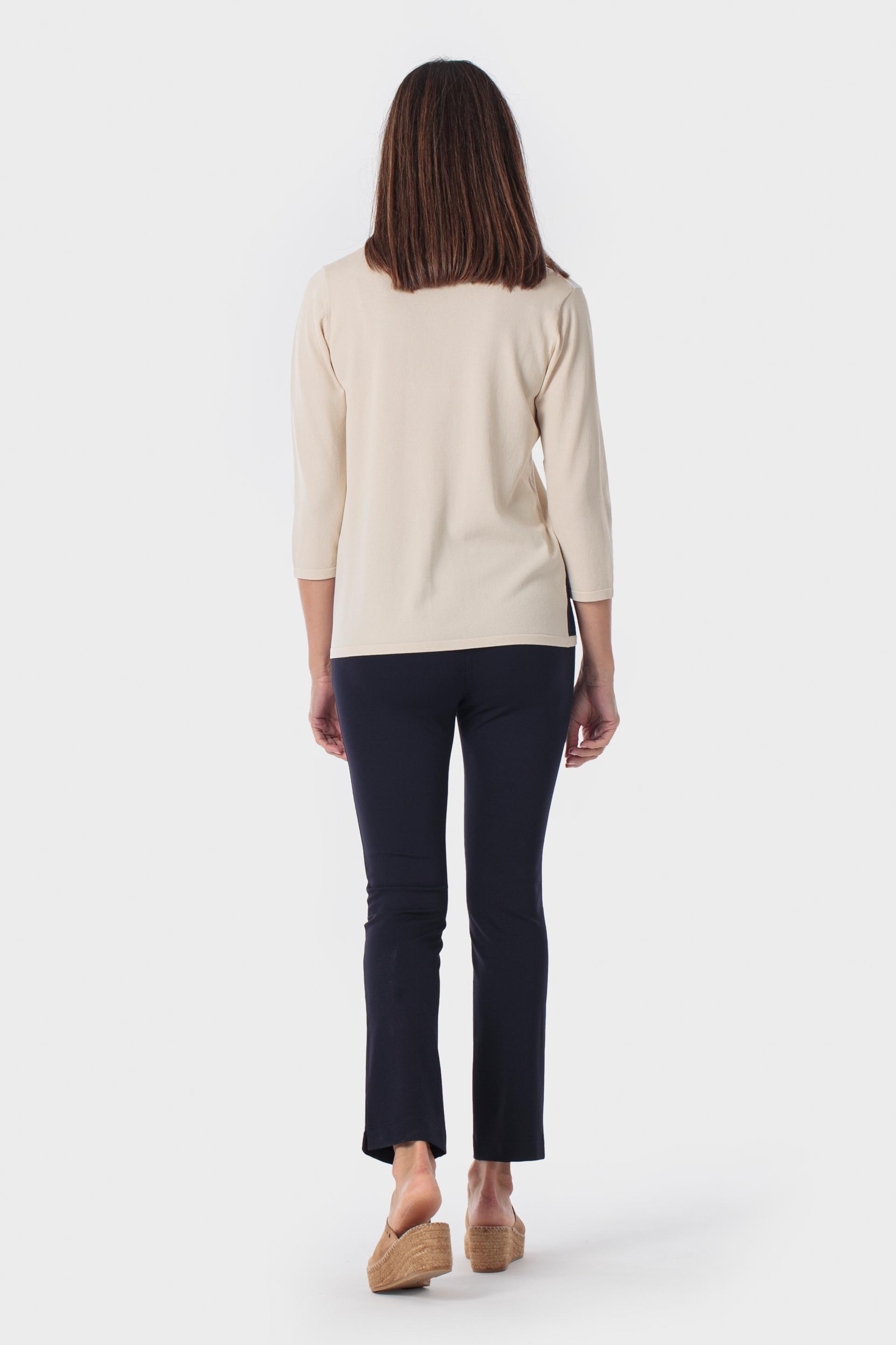 Beige Rhinestone Intarsia Sweater, Beige, large image number 3