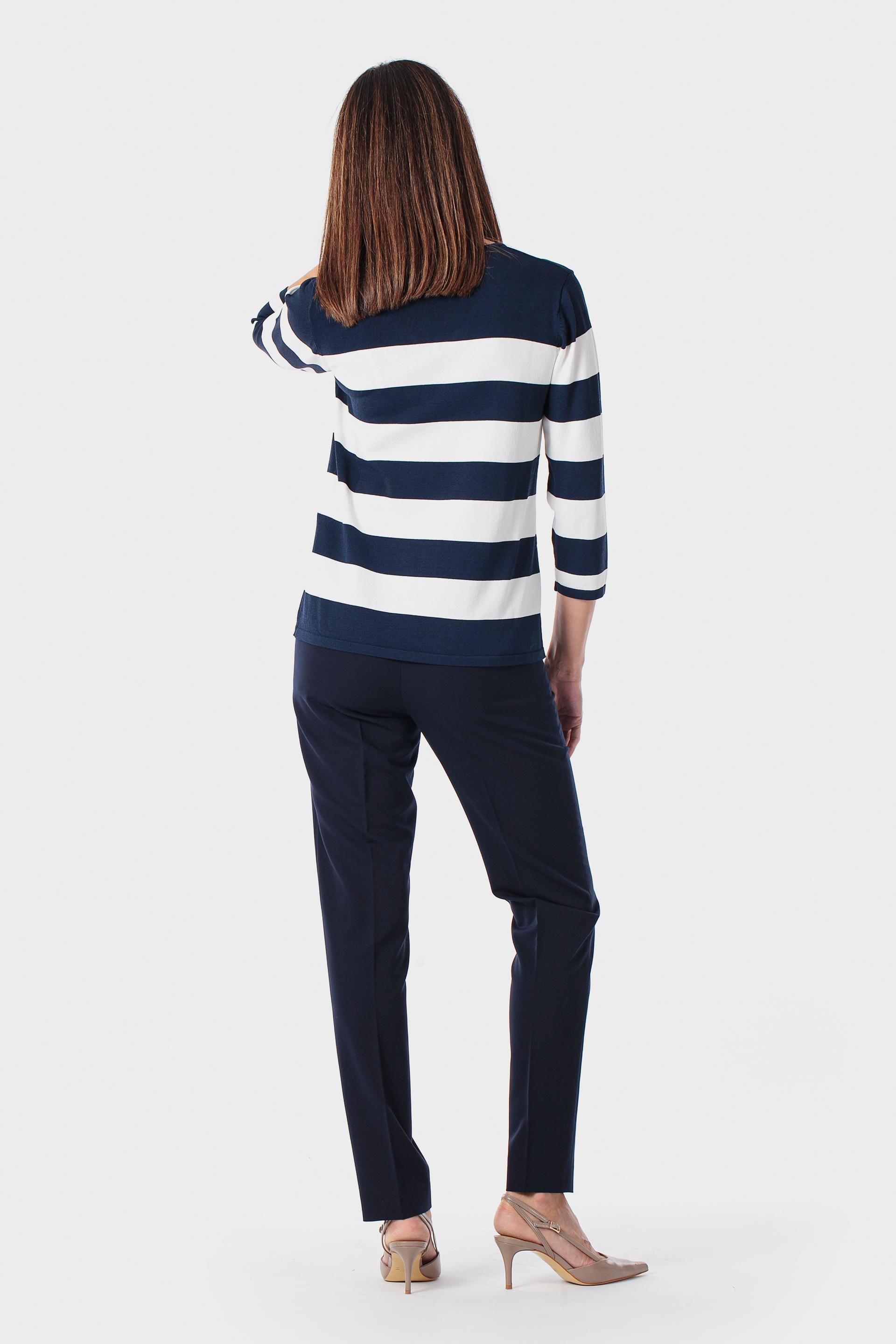 كنزة مخططة مزينة بأحجار بيضاء, Blue Navy, large image number 3