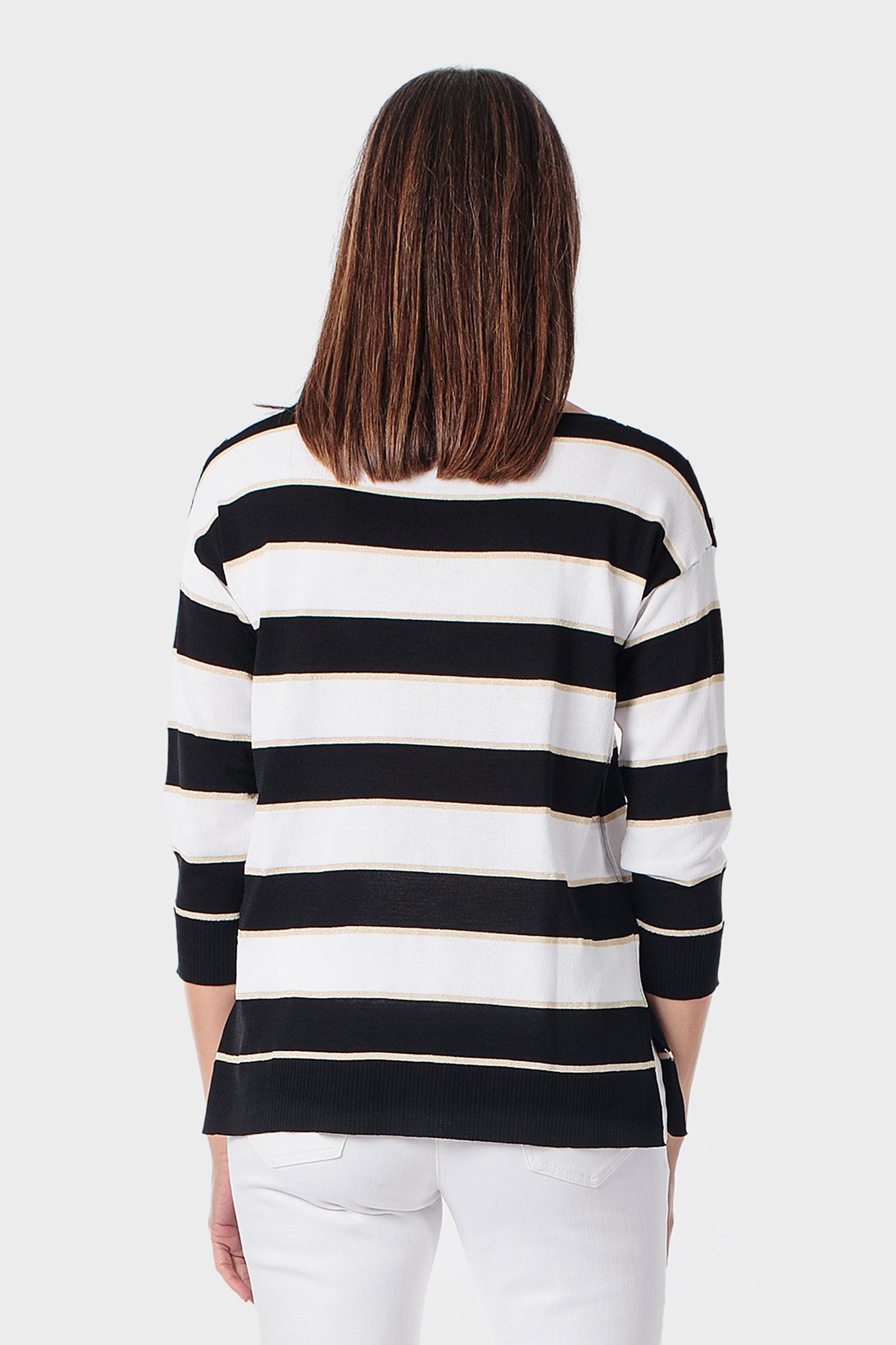 Black Striped Sweater, Black, medium