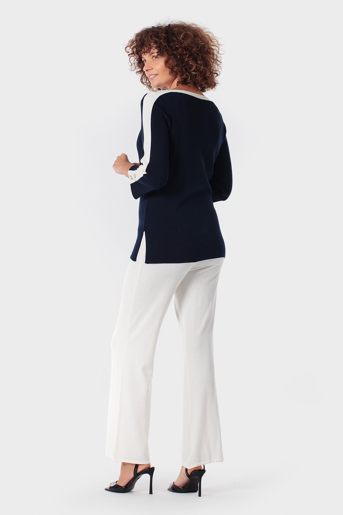 Navy Two Tone Sweater, 3701_104, large image number 4