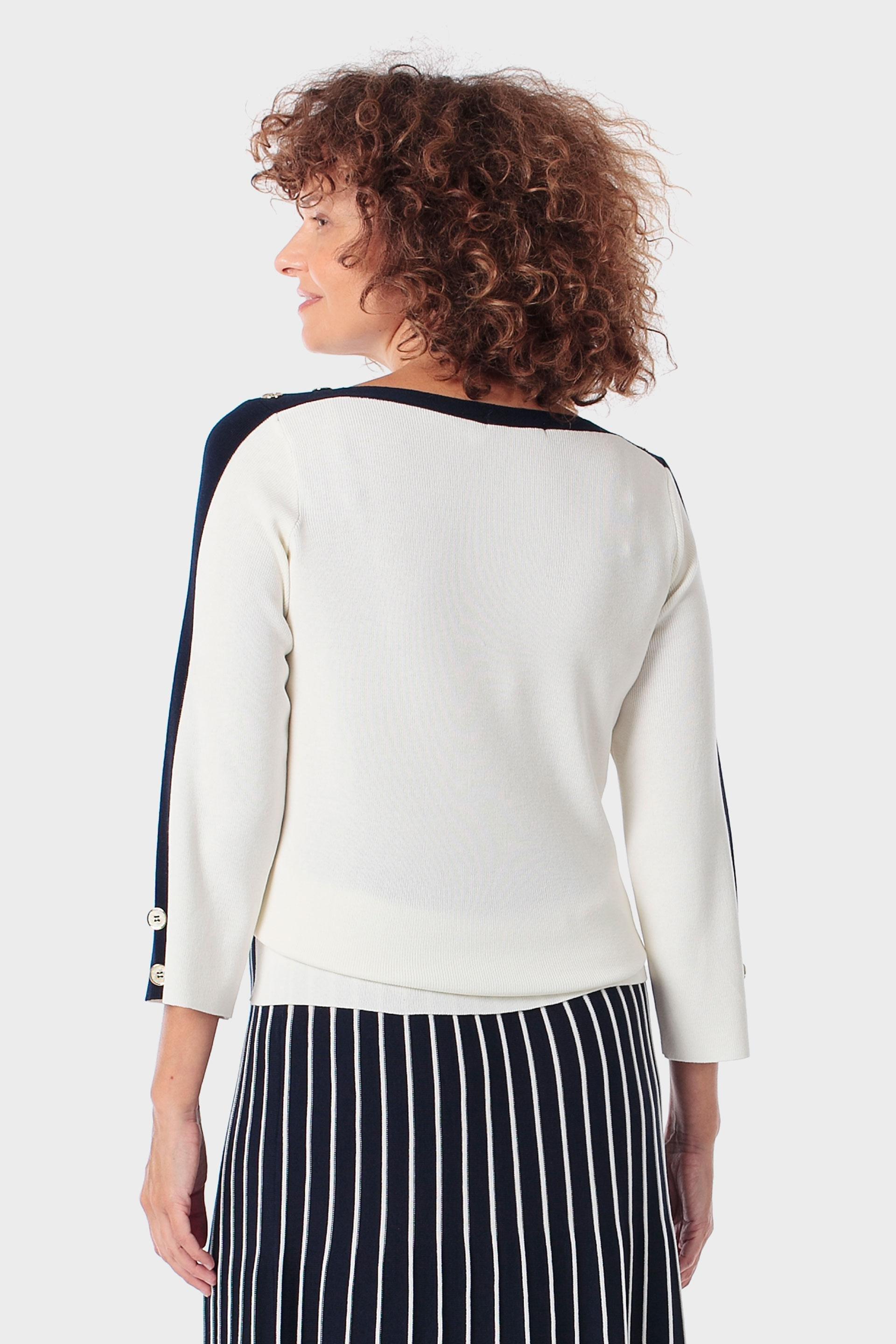White Two Tone Sweater, 3701_232, large image number 2