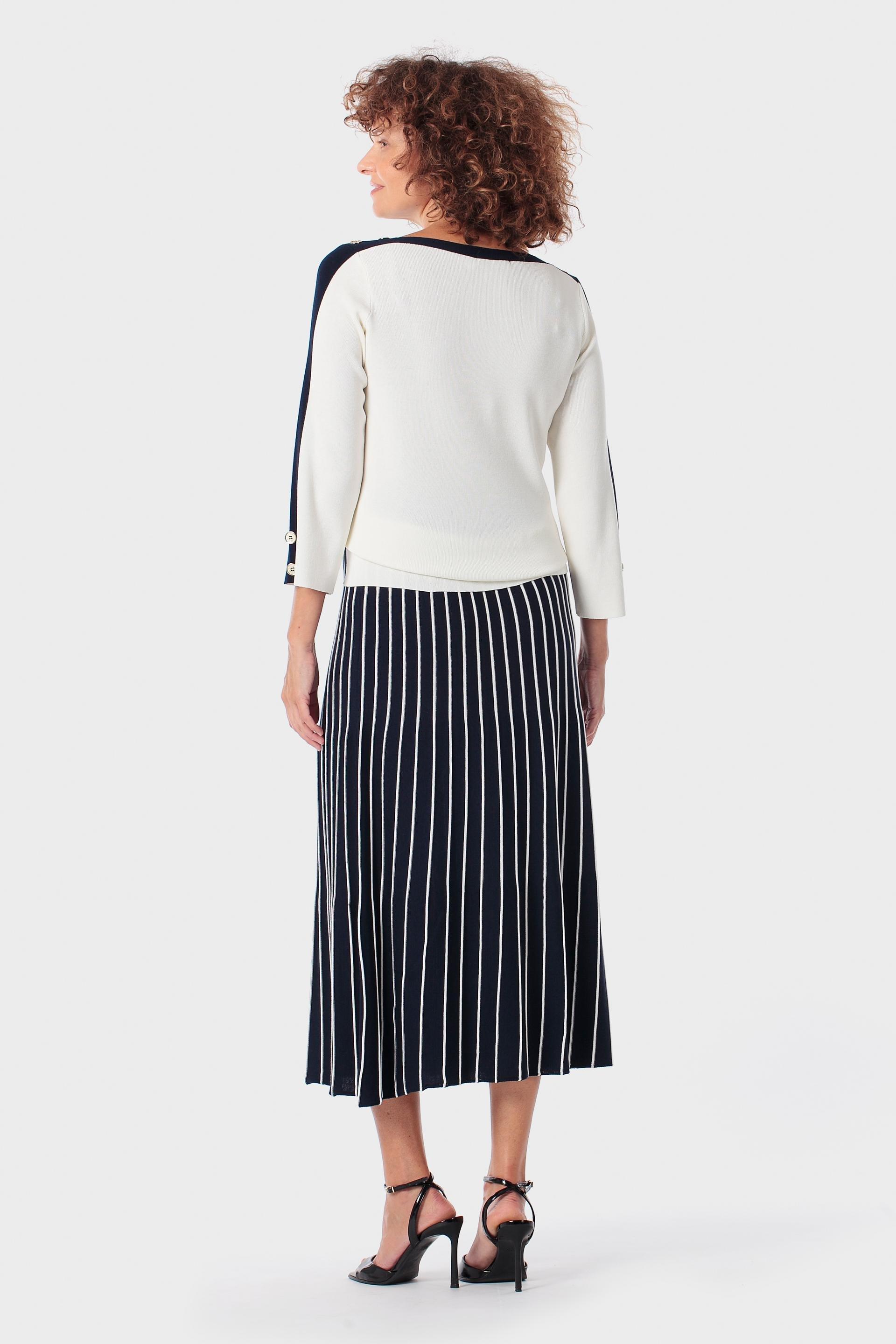 Contrast Trim Knit Top with Button Detail, Beige Talc, large image number 3