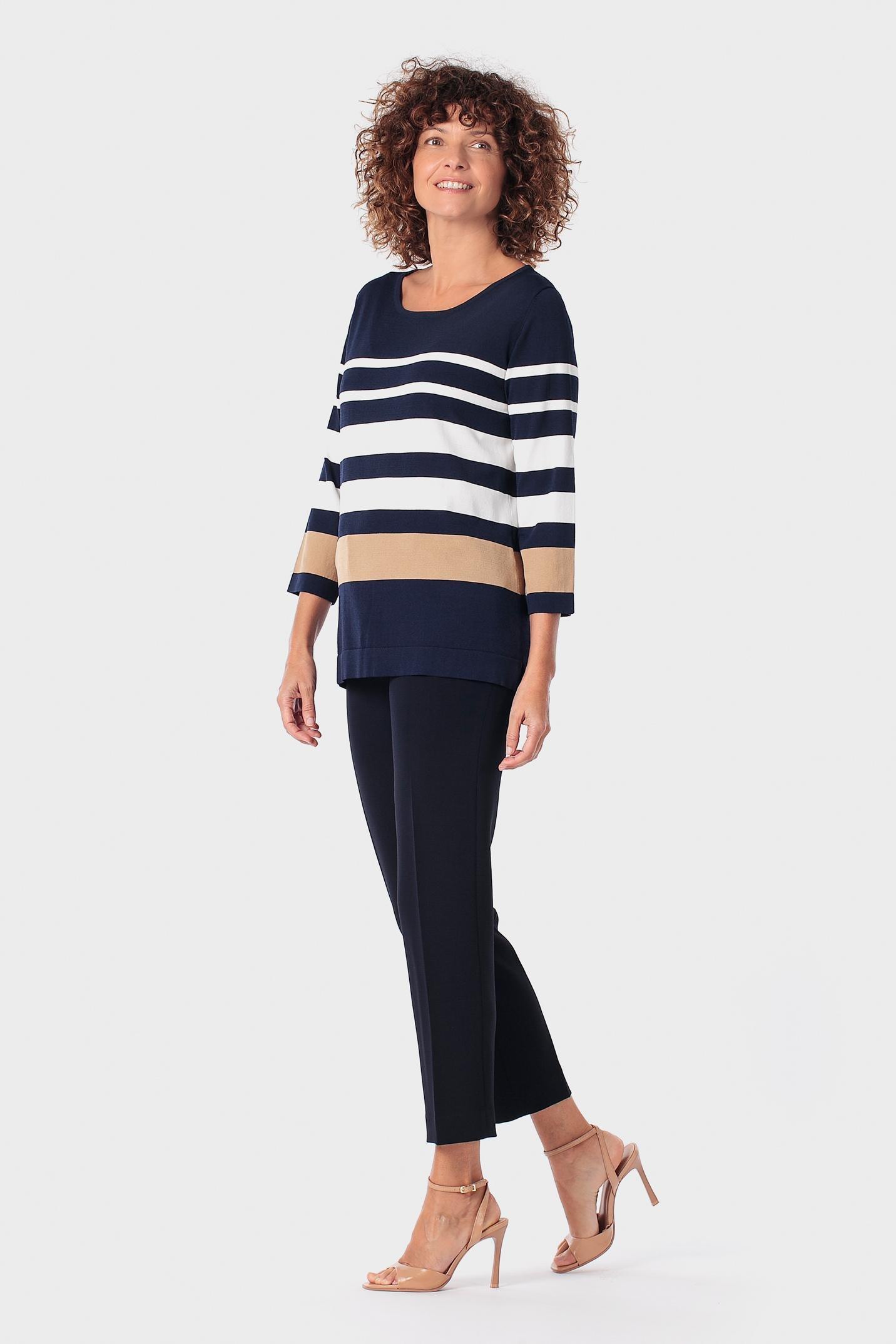 Navy Striped Sweater, Blue Navy, large image number 1