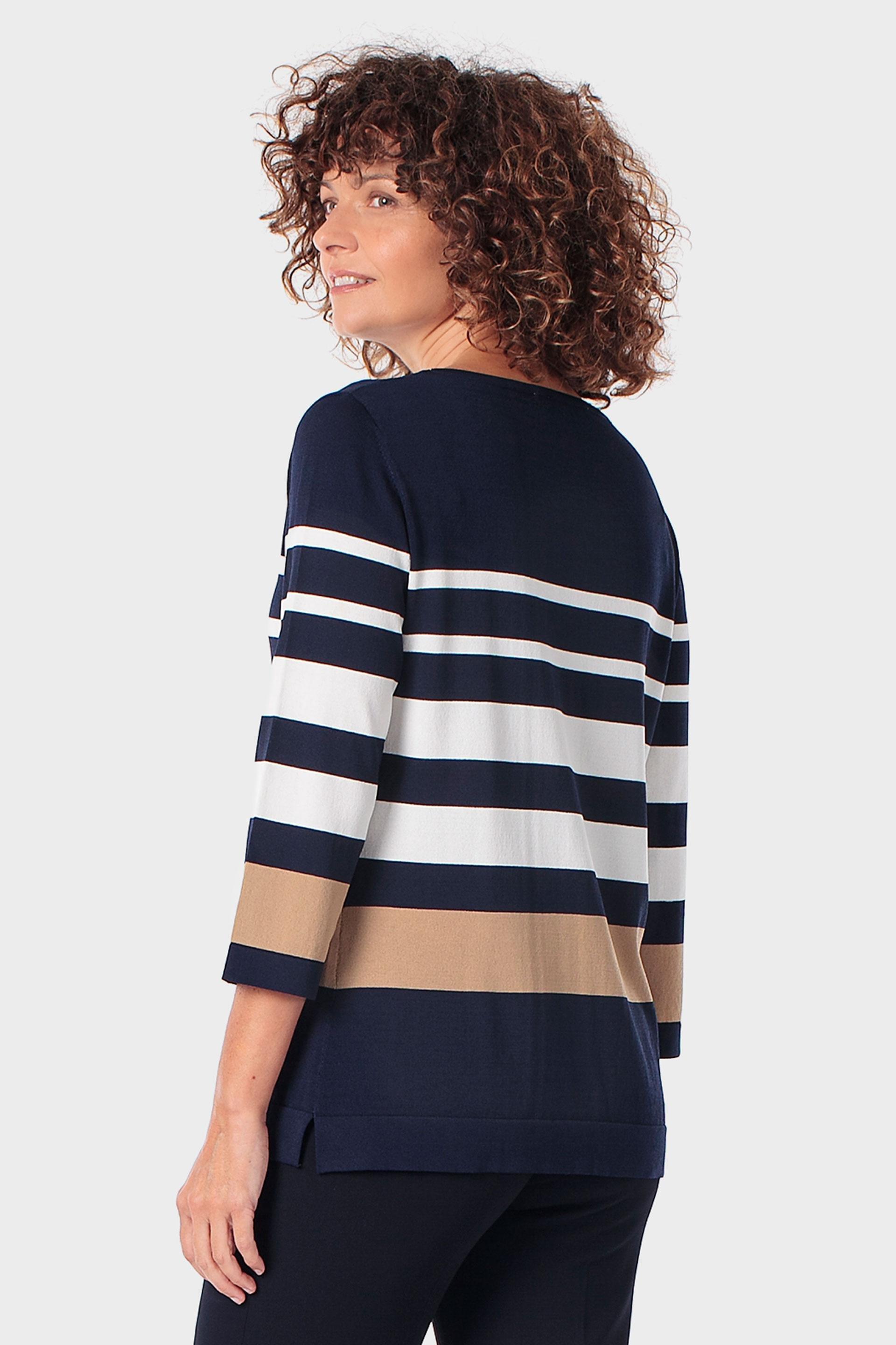 Navy Striped Sweater, Blue Navy, large image number 2