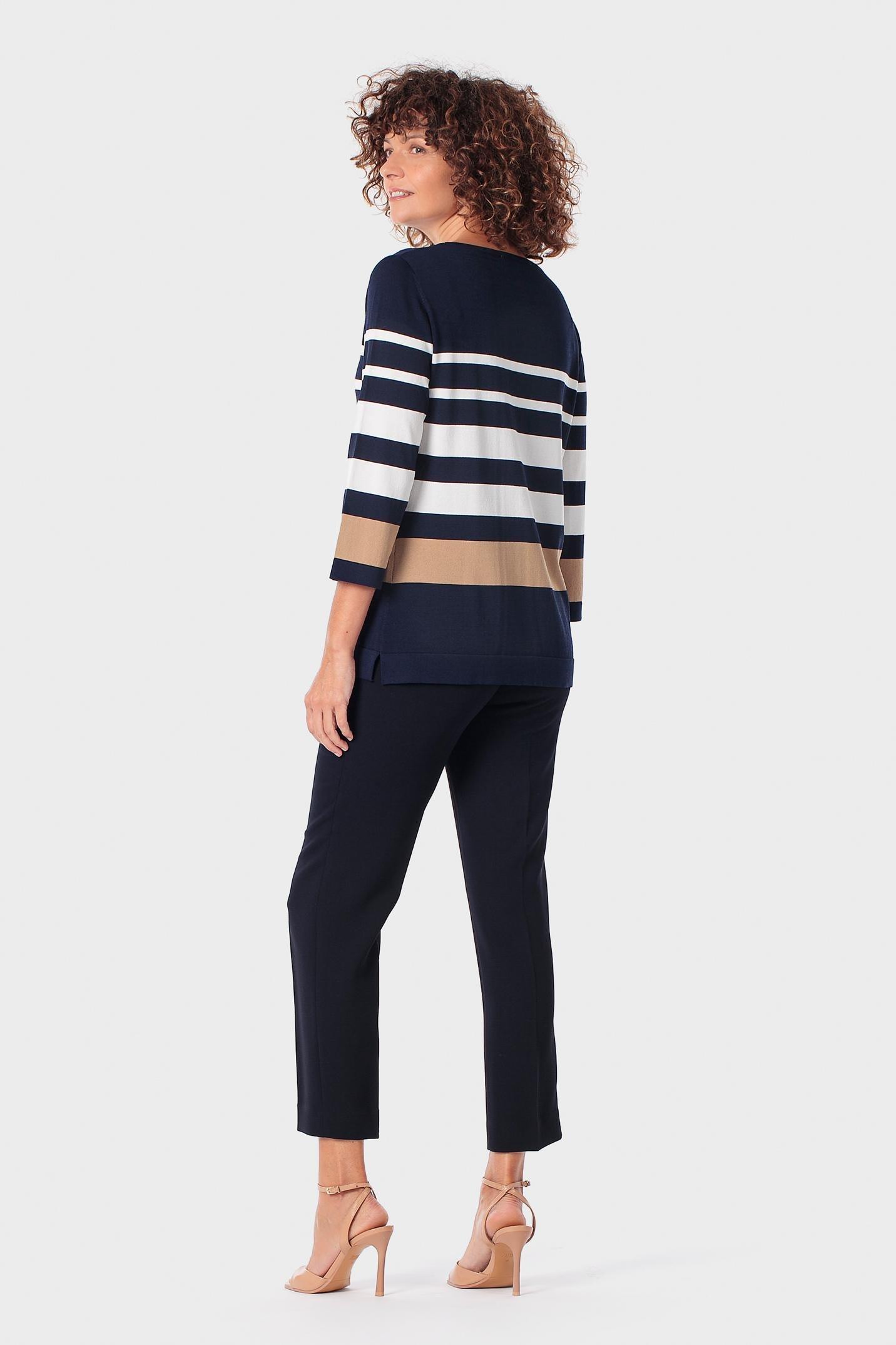 Navy Striped Sweater, 3701_104, large image number 3